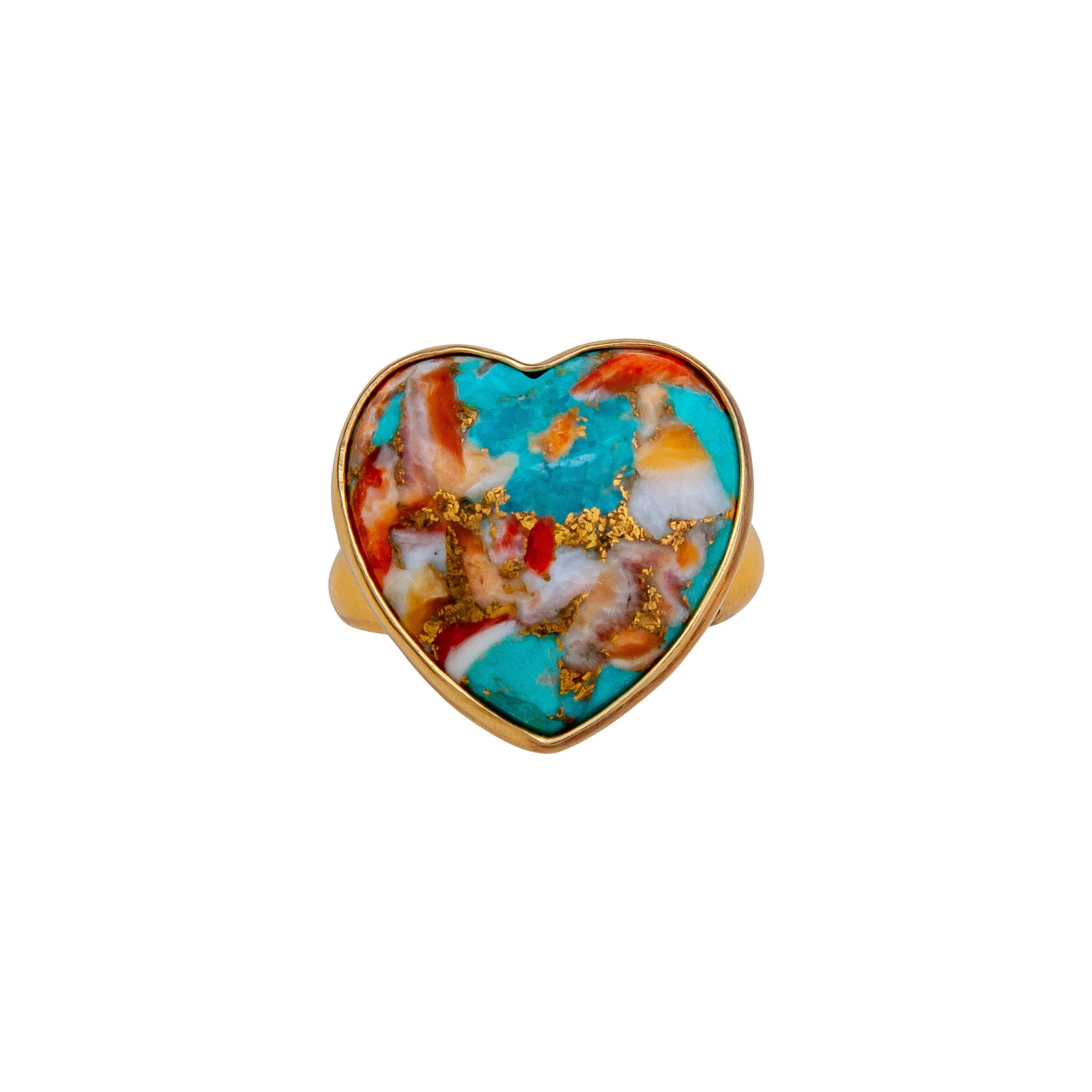 Alchemia Turquoise and Spiny Oyster Heart Adjustable Ring | Charles Albert Jewelry