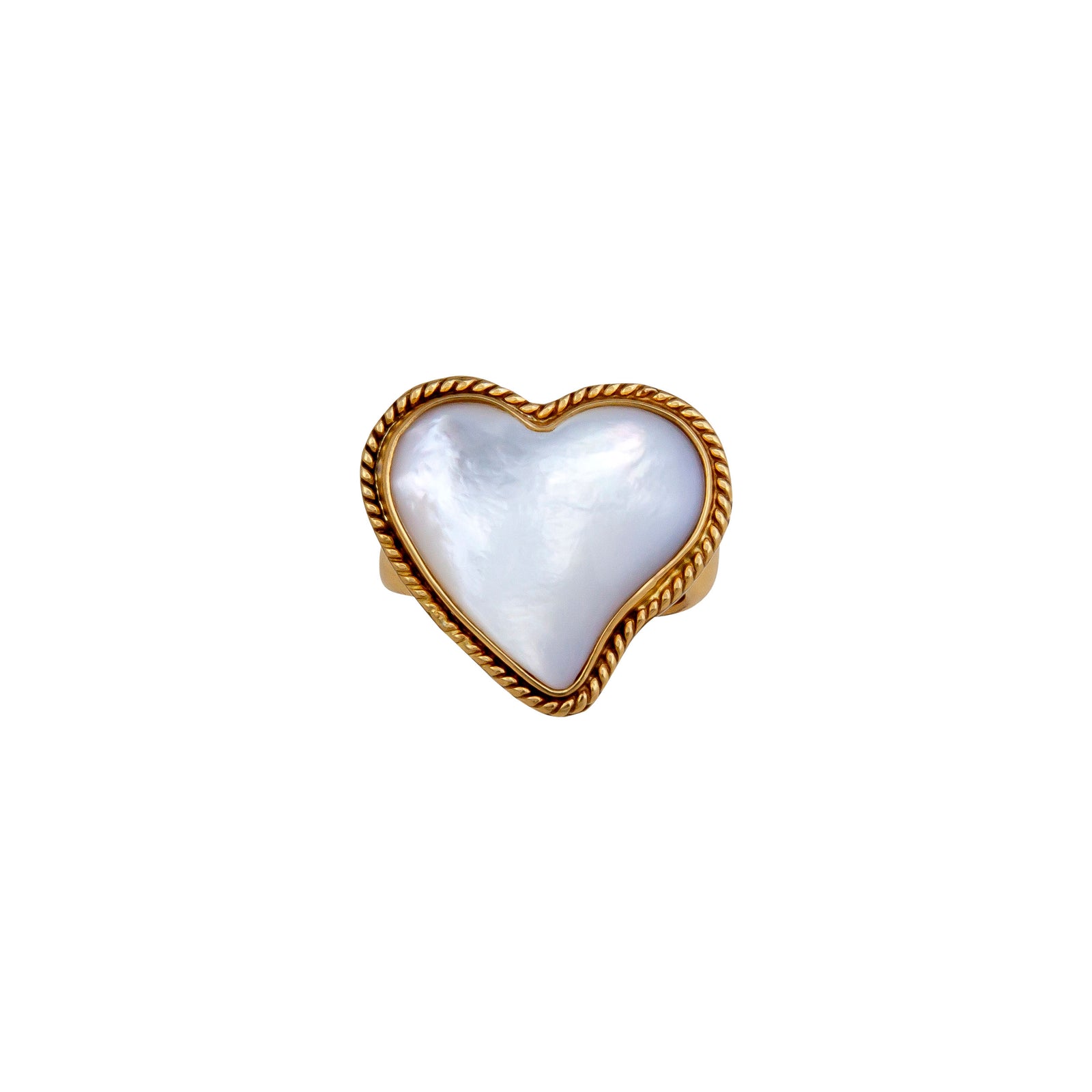 Alchemia Mother of Pearl Heart Rope Adjustable Ring | Charles Albert Jewelry