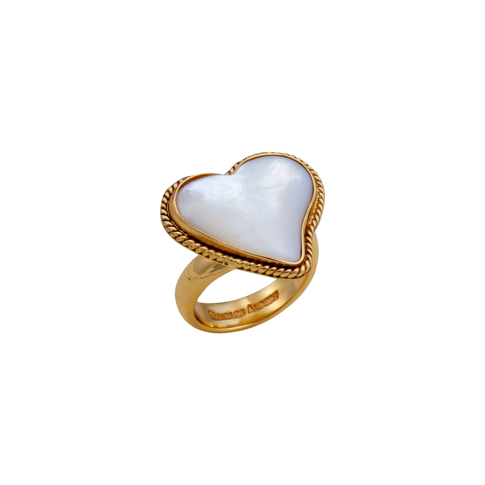 Alchemia Mother of Pearl Heart Rope Adjustable Ring | Charles Albert Jewelry