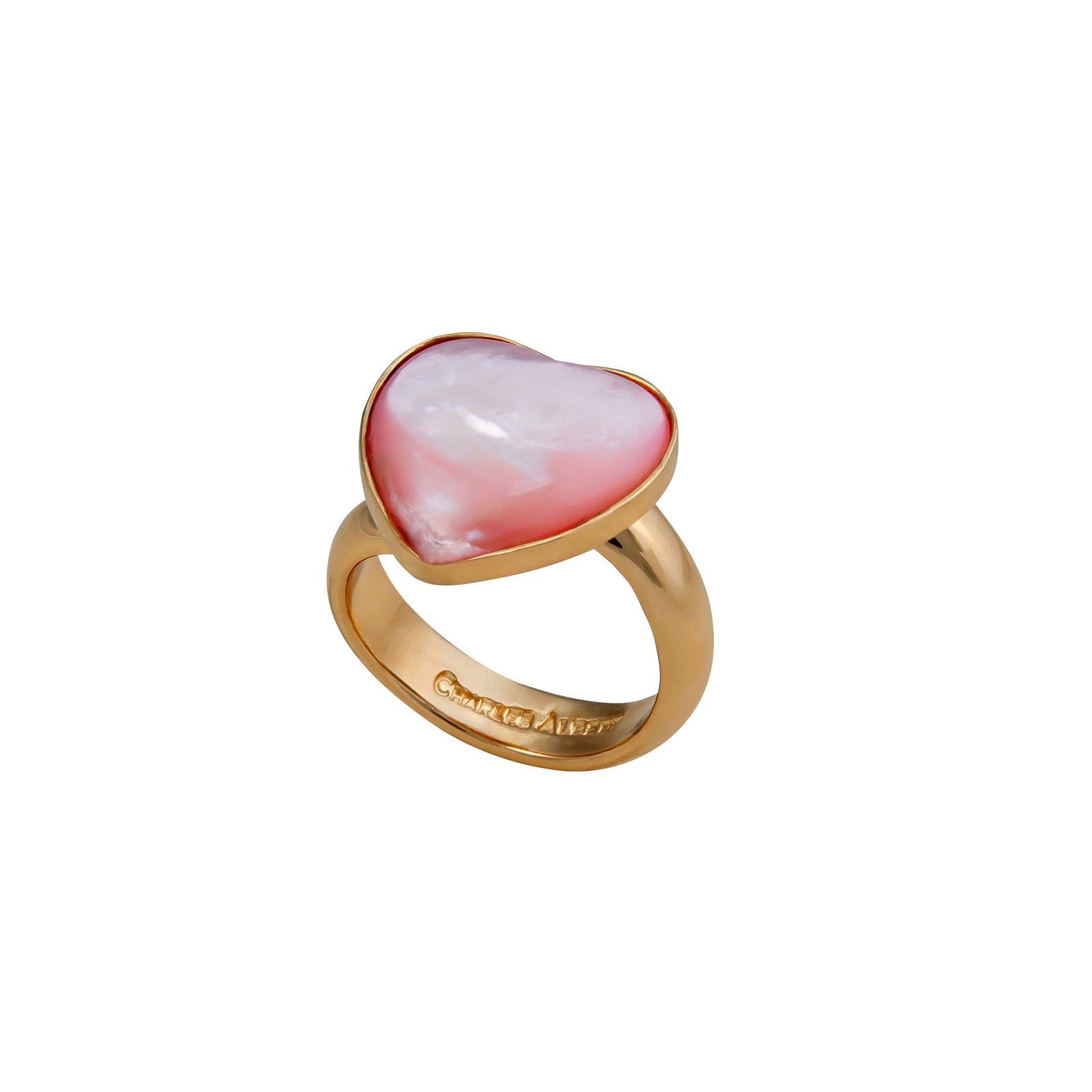 Alchemia Mother of Pearl Pink Heart Adjustable Ring | Charles Albert Jewelry