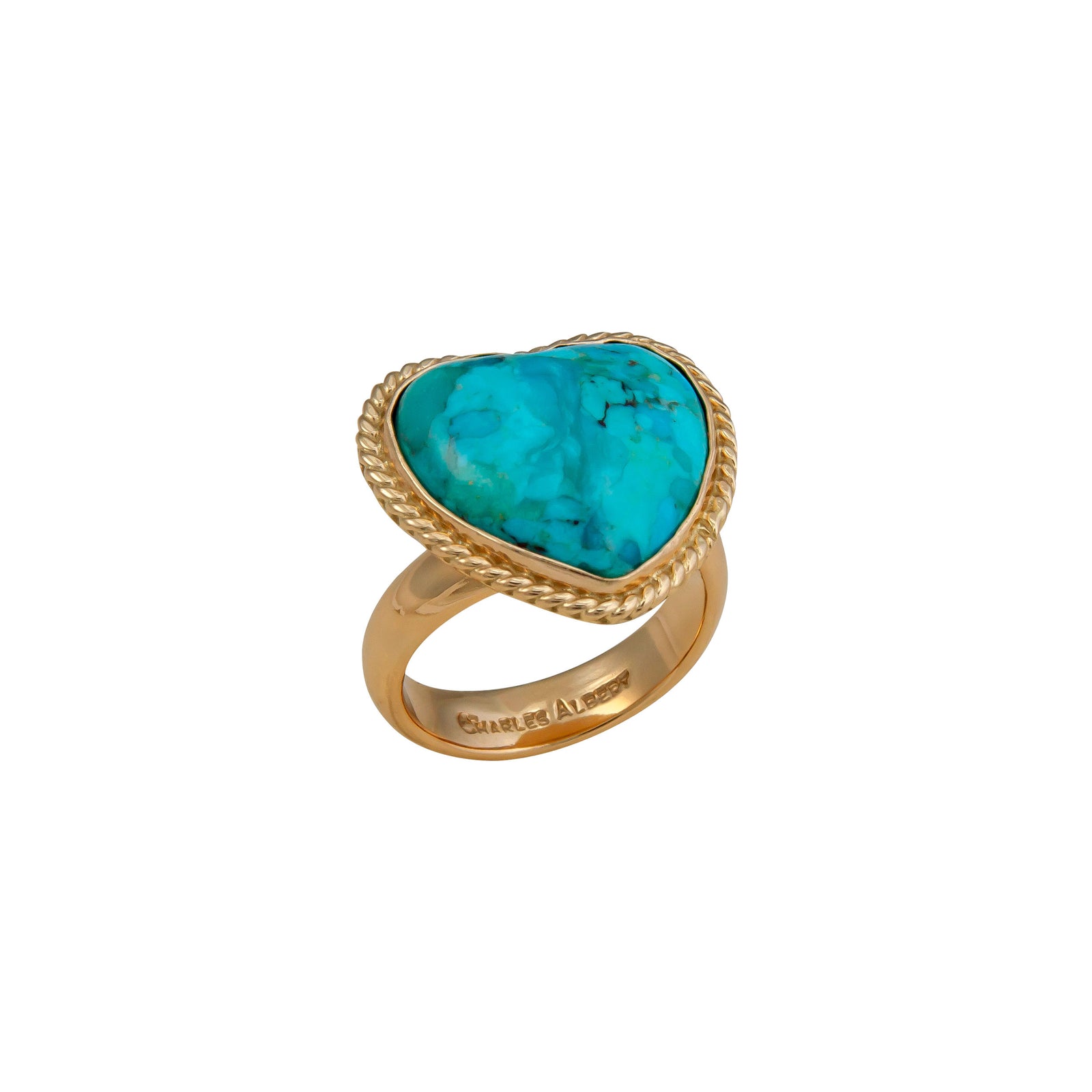 Alchemia Turquoise Heart Rope Adjustable Ring | Charles Albert Jewelry