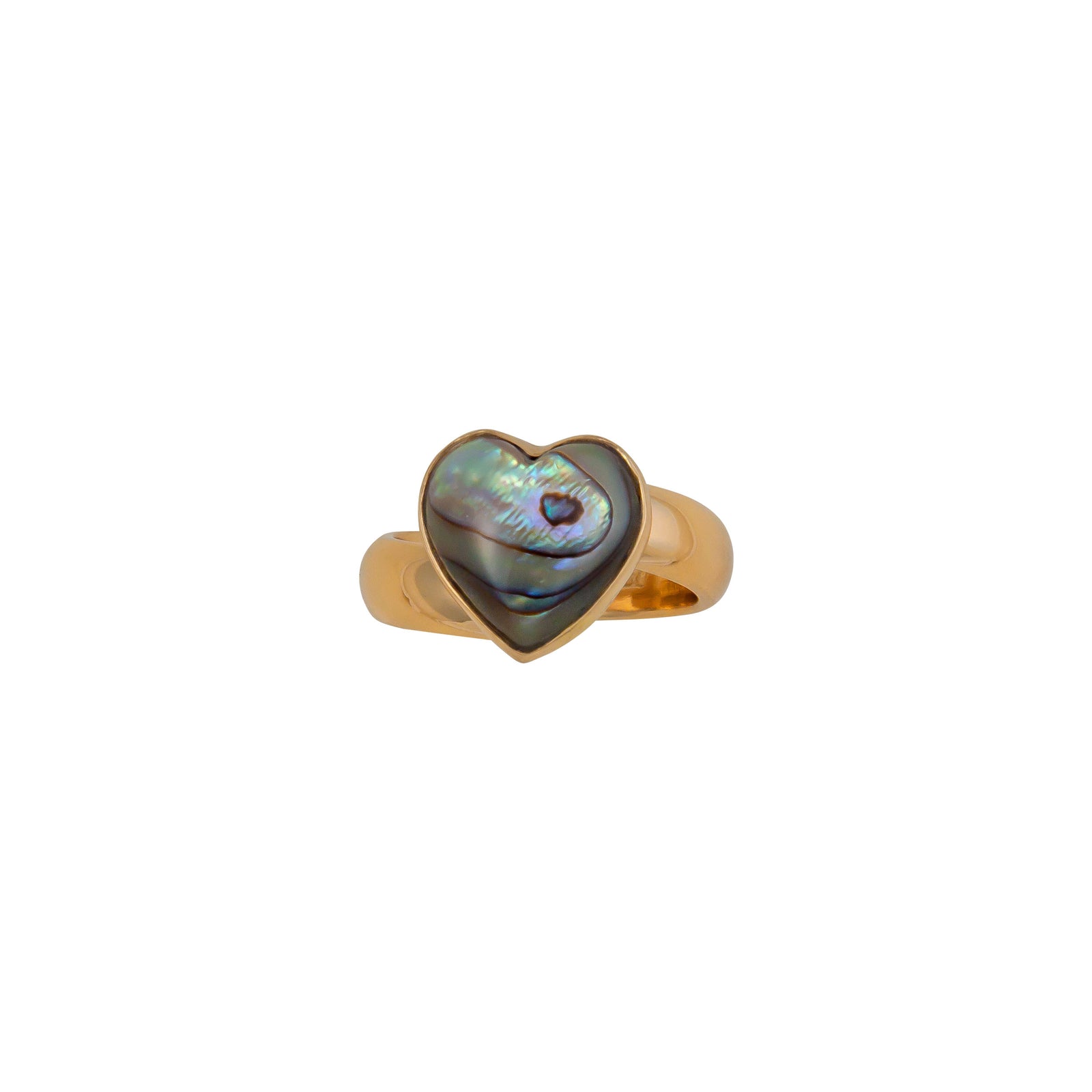 Alchemia Natural Abalone Petite Heart Adjustable Ring | Charles Albert Jewelry