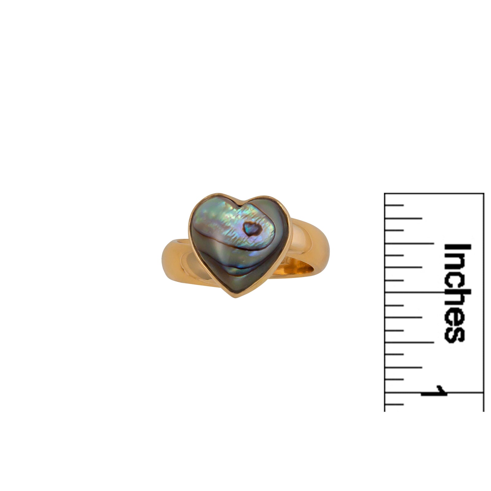 Alchemia Natural Abalone Petite Heart Adjustable Ring | Charles Albert Jewelry