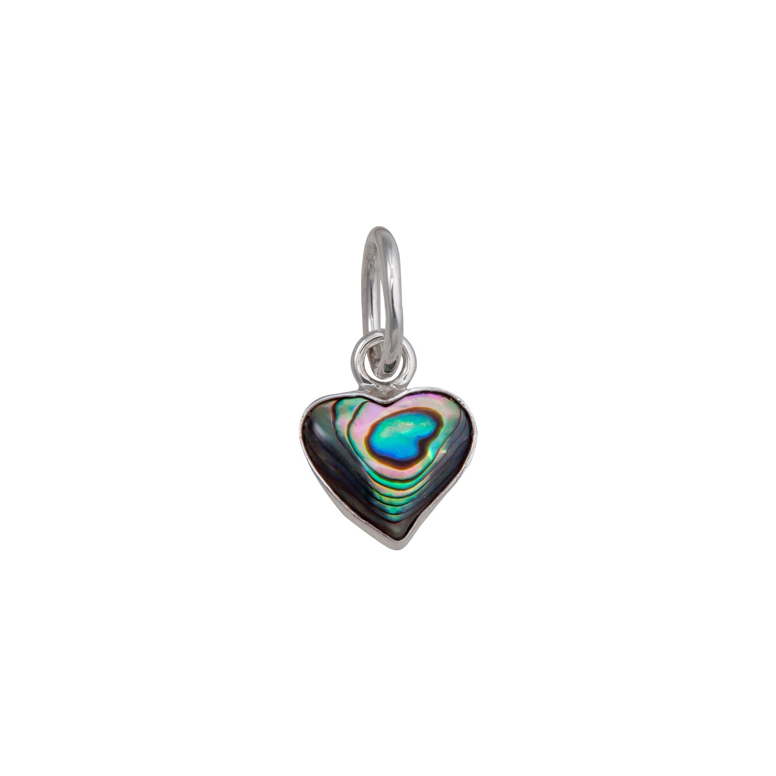 Sterling Silver Natural Abalone Heart Charm Pendant | Charles Albert jewelry