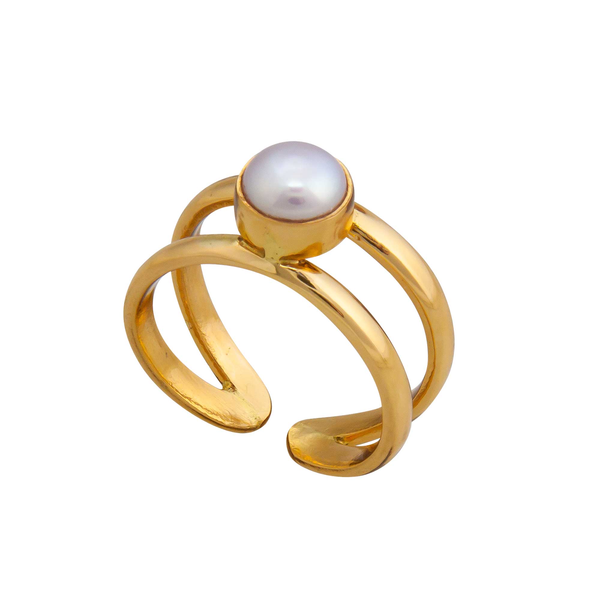 Alchemia Pearl Double Band Adjustable Ring | Charles Albert Jewelry