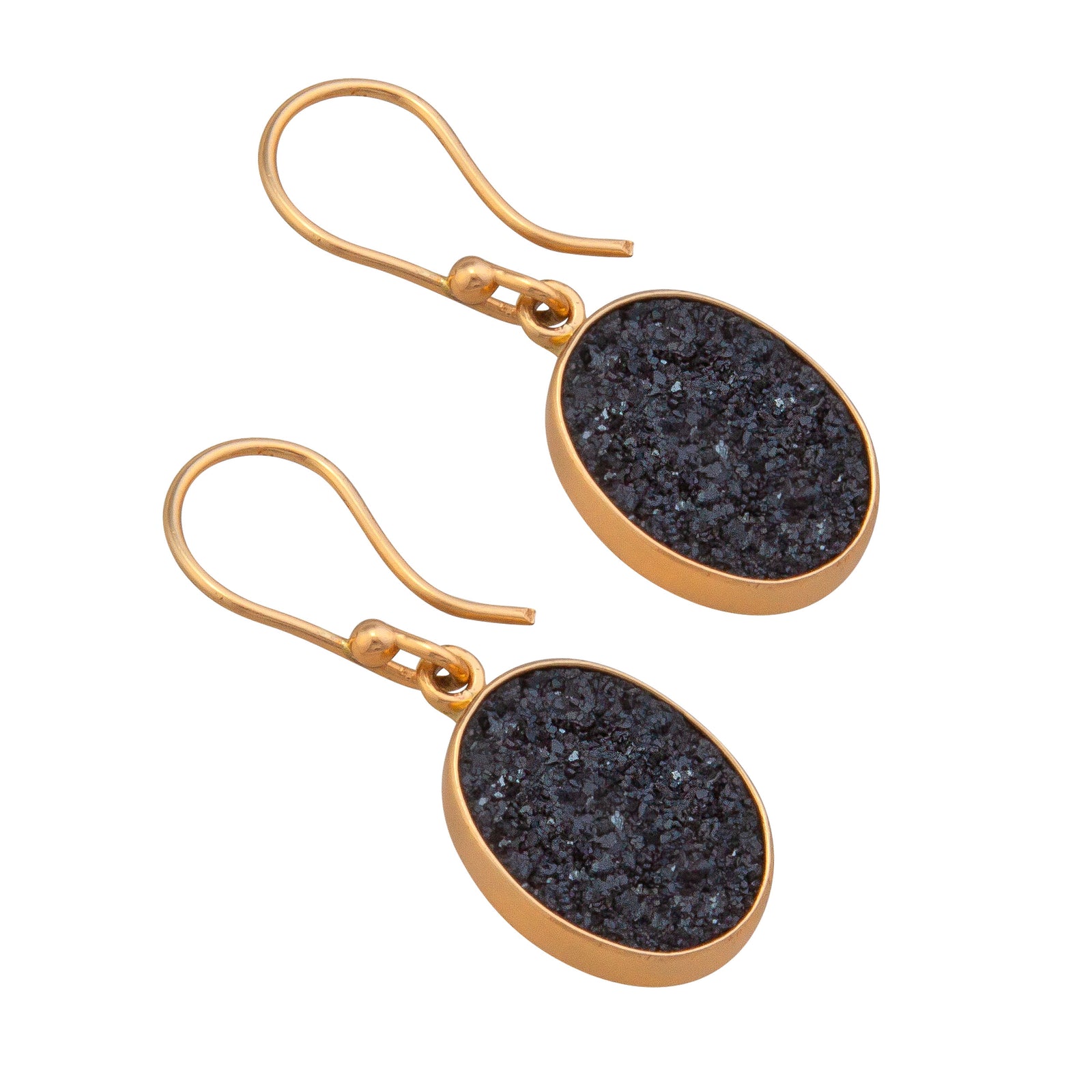 Alchemia Black Druzy Oval Drop Earrings | Charles Albert Jewelry