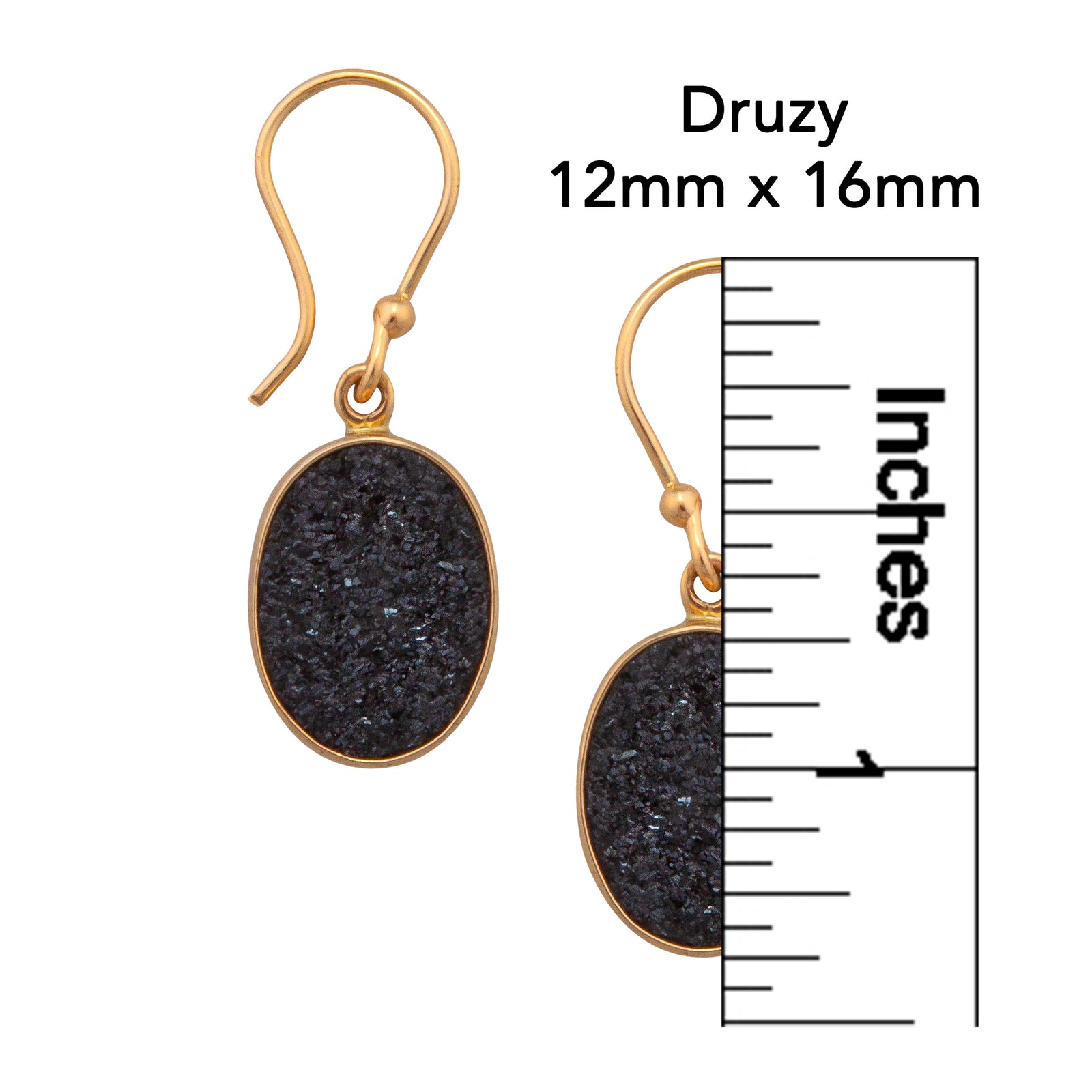 Alchemia Black Druzy Oval Drop Earrings | Charles Albert Jewelry