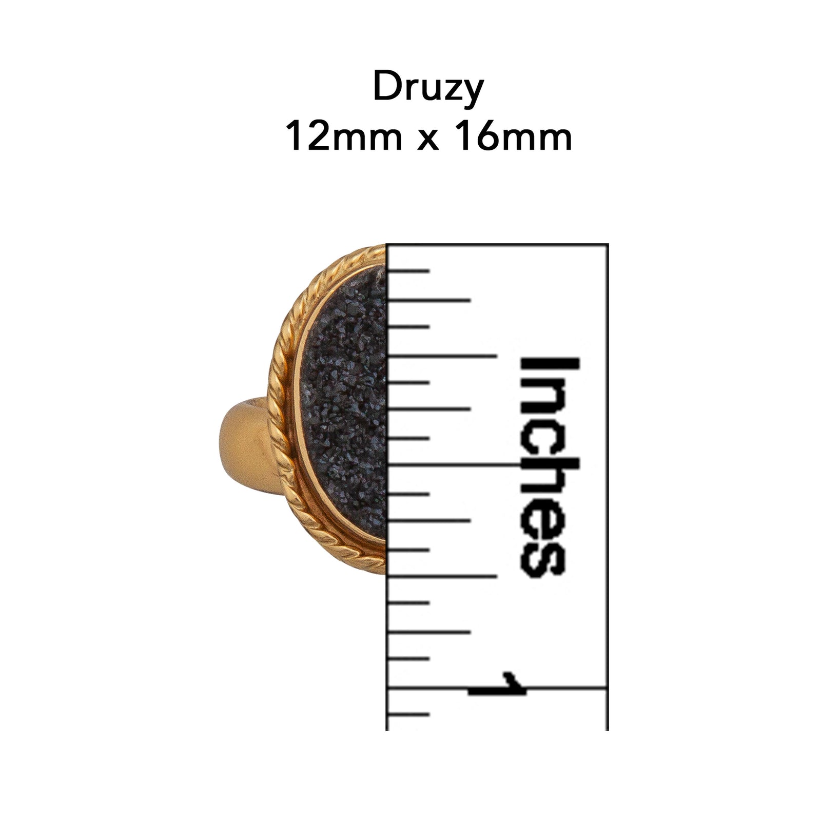 Alchemia Black Druzy Oval Rope Adjustable Ring | Charles Albert Jewelry