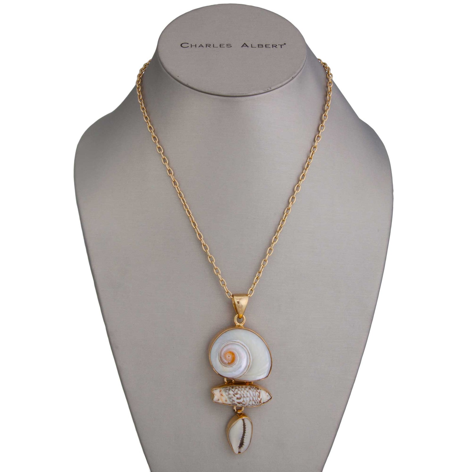 Alchemia Cinnerus, Olive & Cowry Shell Pendant | Charles Albert Jewelry