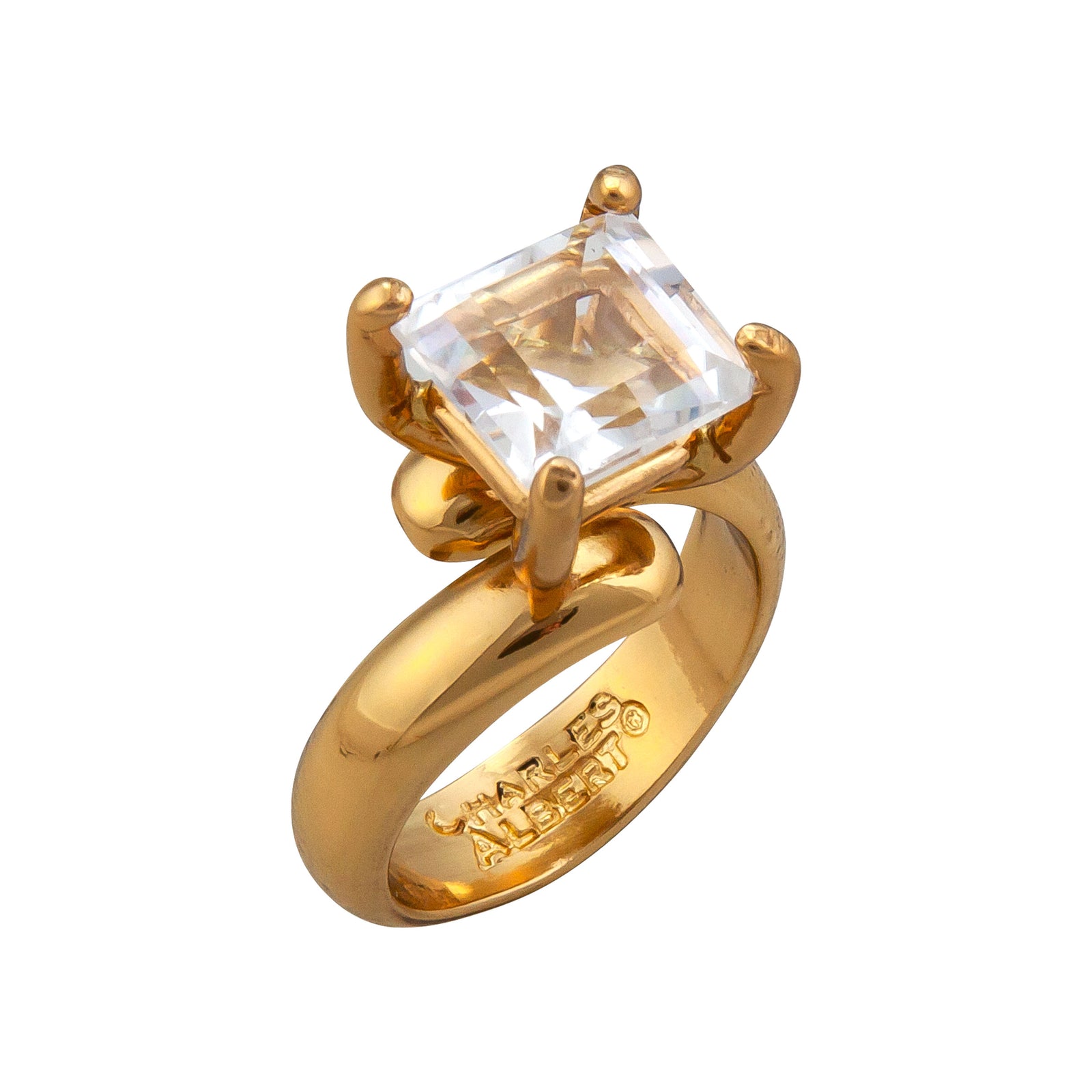 Alchemia Clear Quartz Square Prong Set Ring | Charles Albert Jewelry