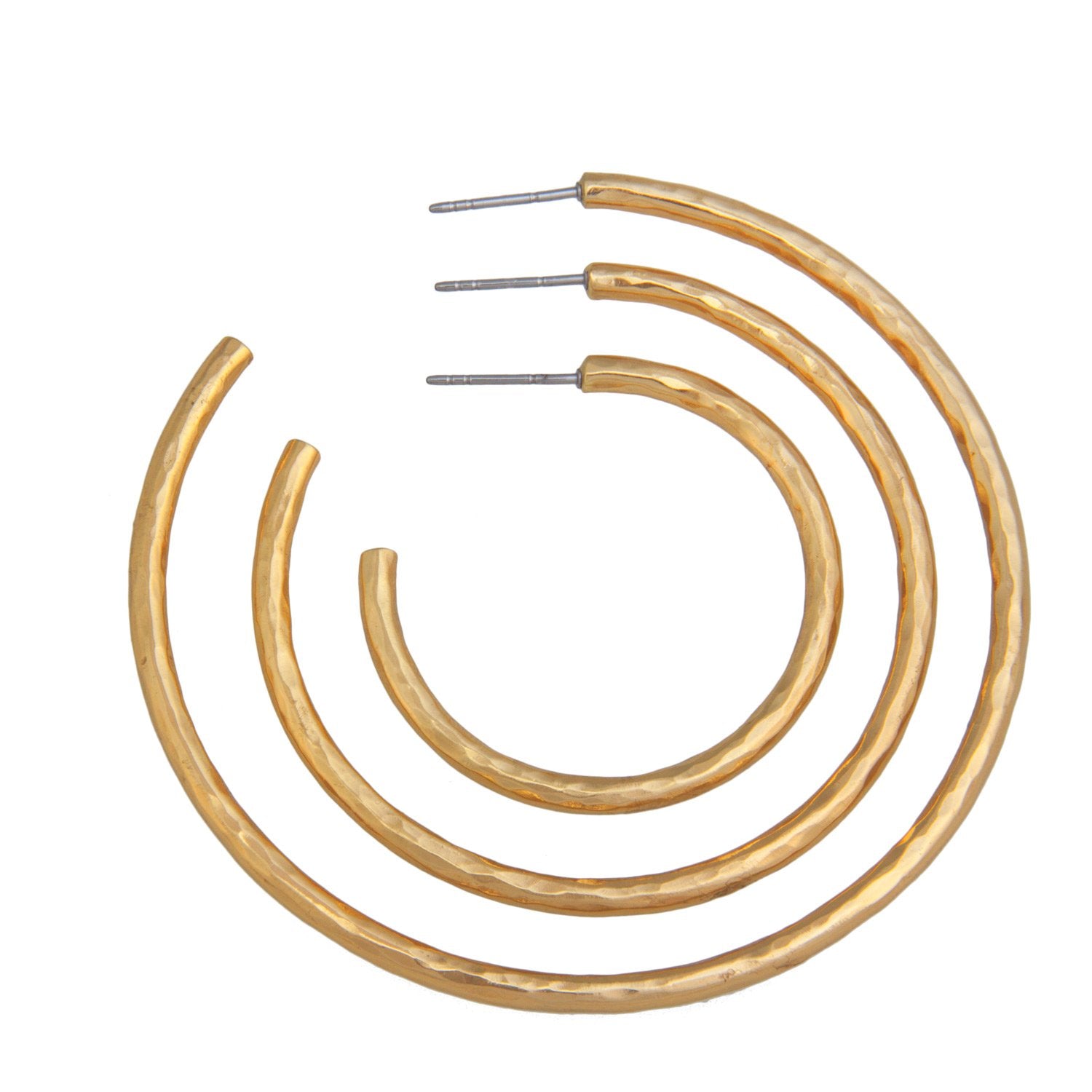 Alchemia Hammered Hoop Post Earrings | Charles Albert Jewelry