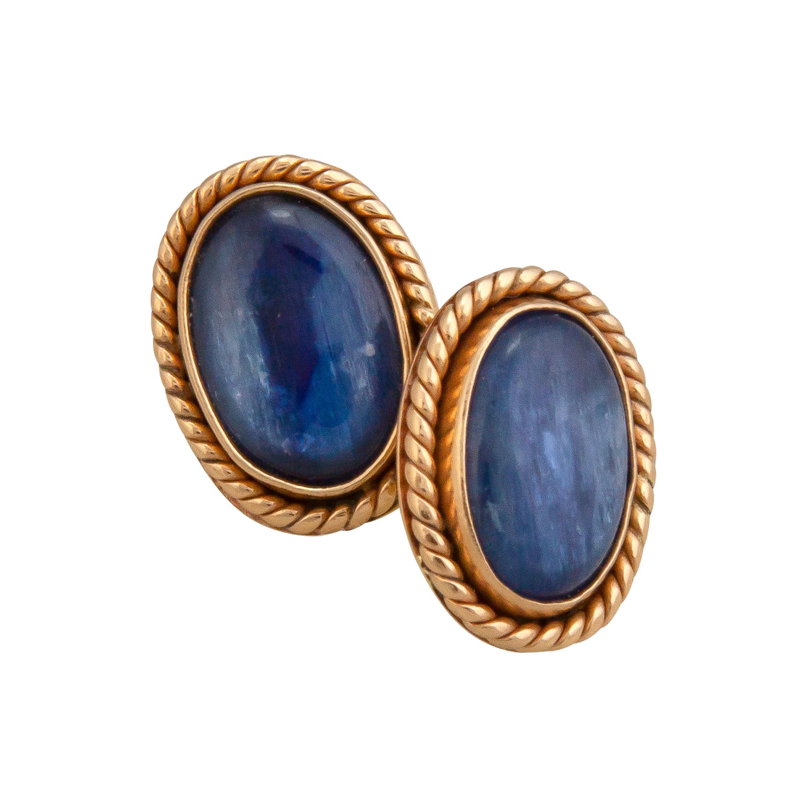 Alchemia Kyanite Oval Post Earrings with Rope Detail | Charles Albert Jewelry