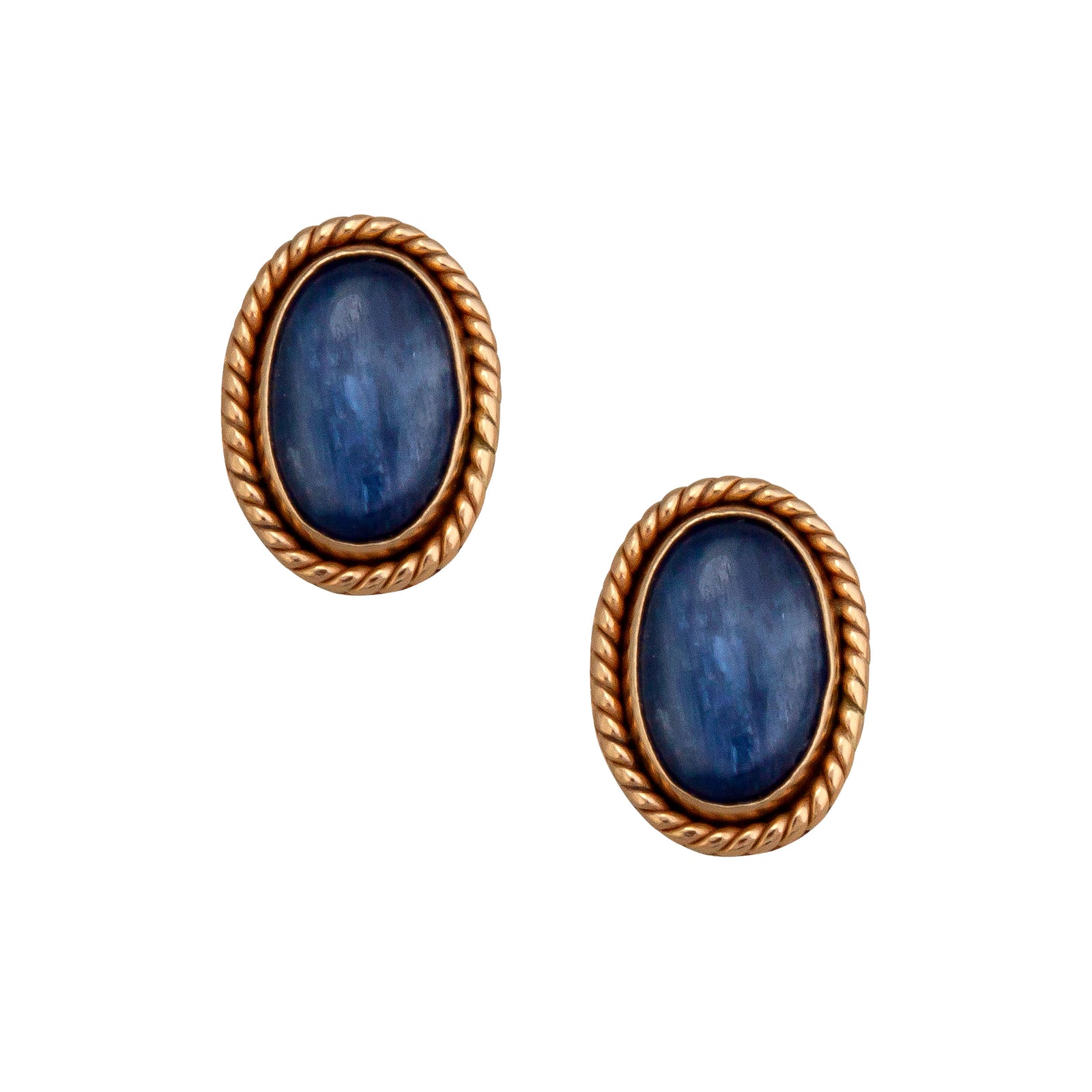 Alchemia Kyanite Oval Post Earrings with Rope Detail | Charles Albert Jewelry