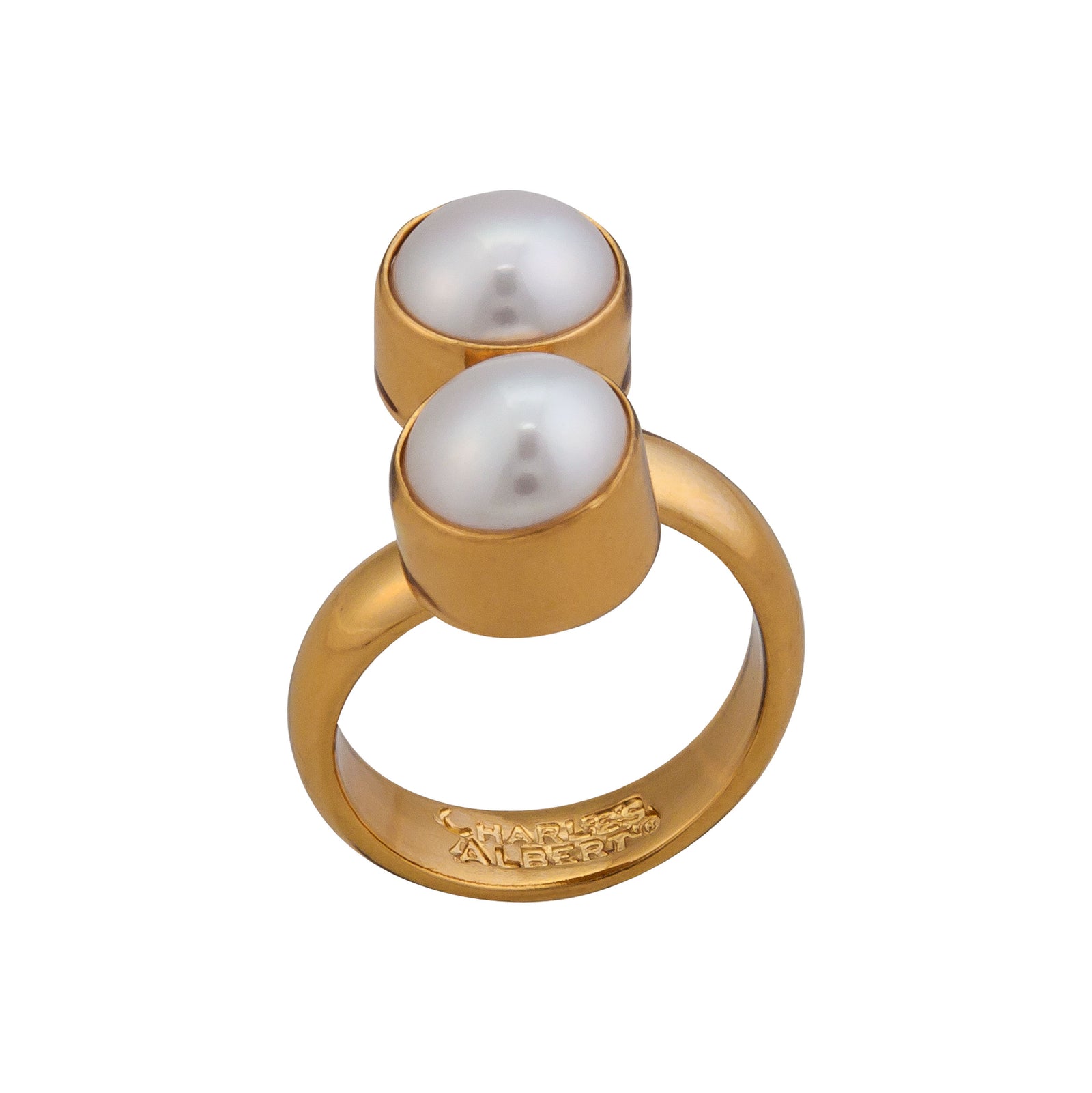 Alchemia Pearl Bypass Adjustable Ring | Charles Albert Jewelry