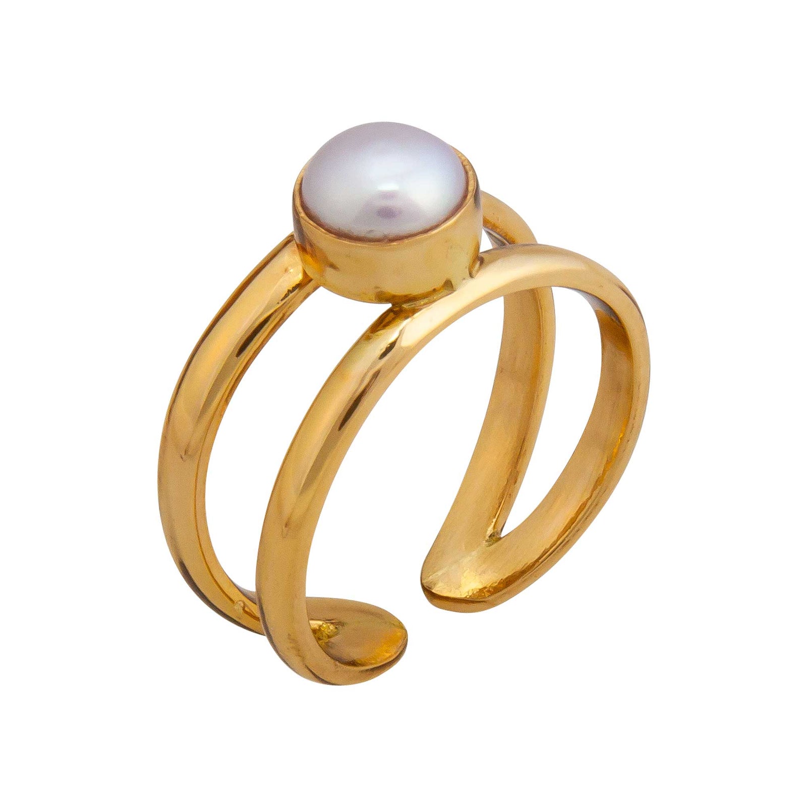 Alchemia Pearl Double Band Adjustable Ring | Charles Albert Jewelry
