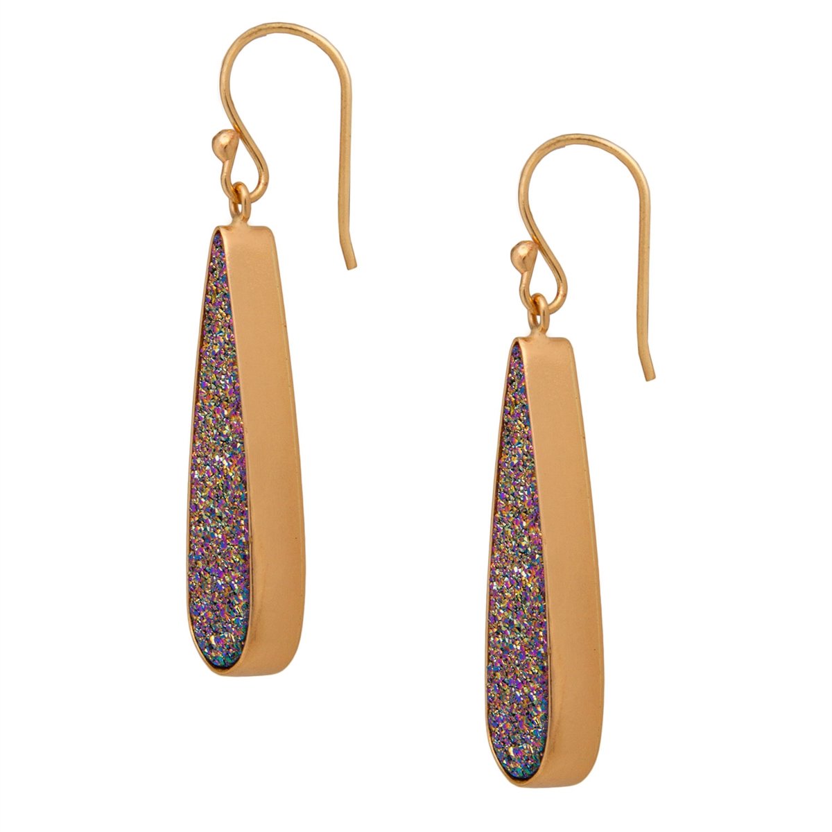 Alchemia Rainbow Druzy Teardrop Earrings | Charles Albert Jewelry