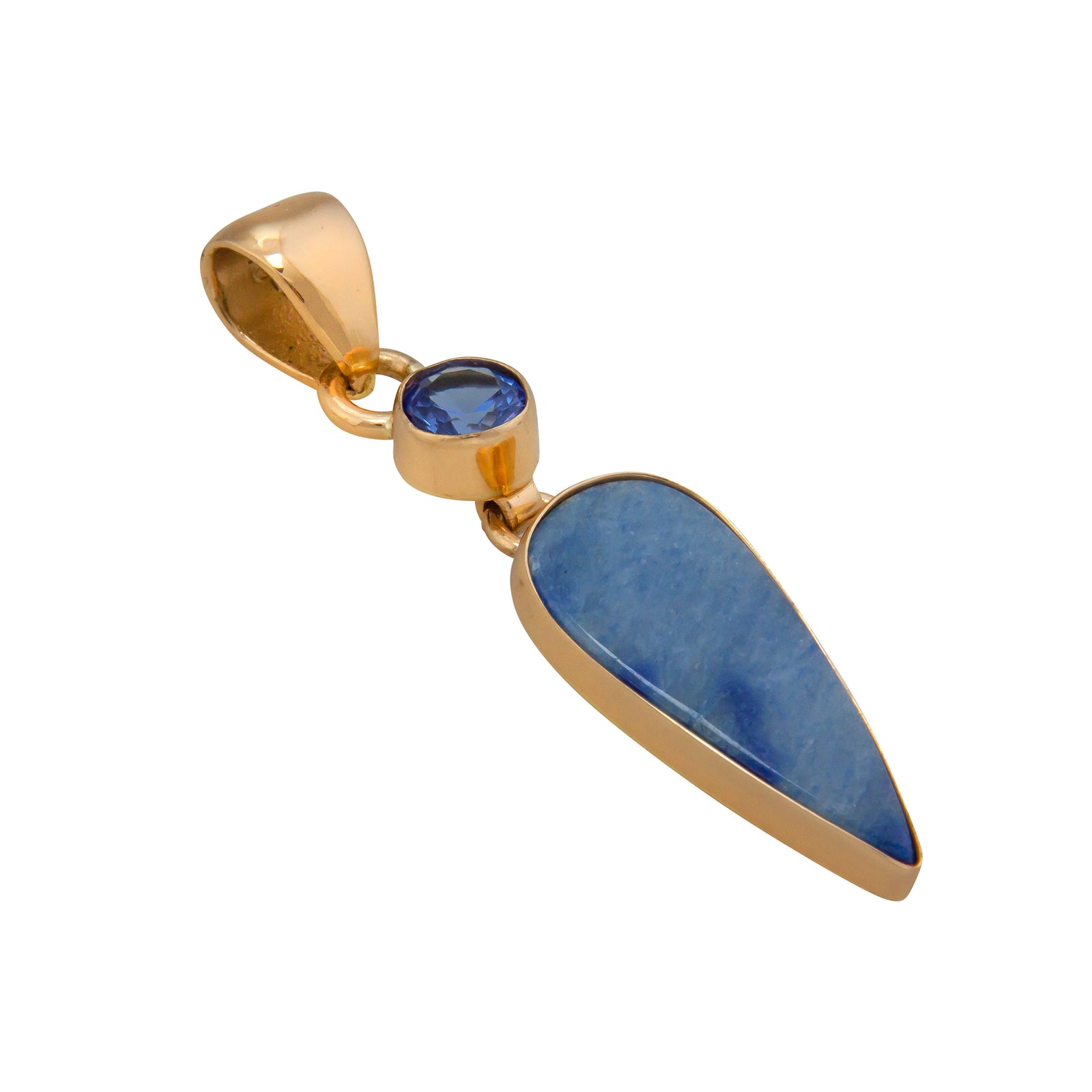 Alchemia Round Lab Sapphire & Blue Aventurine Pendant | Charles Albert Jewery