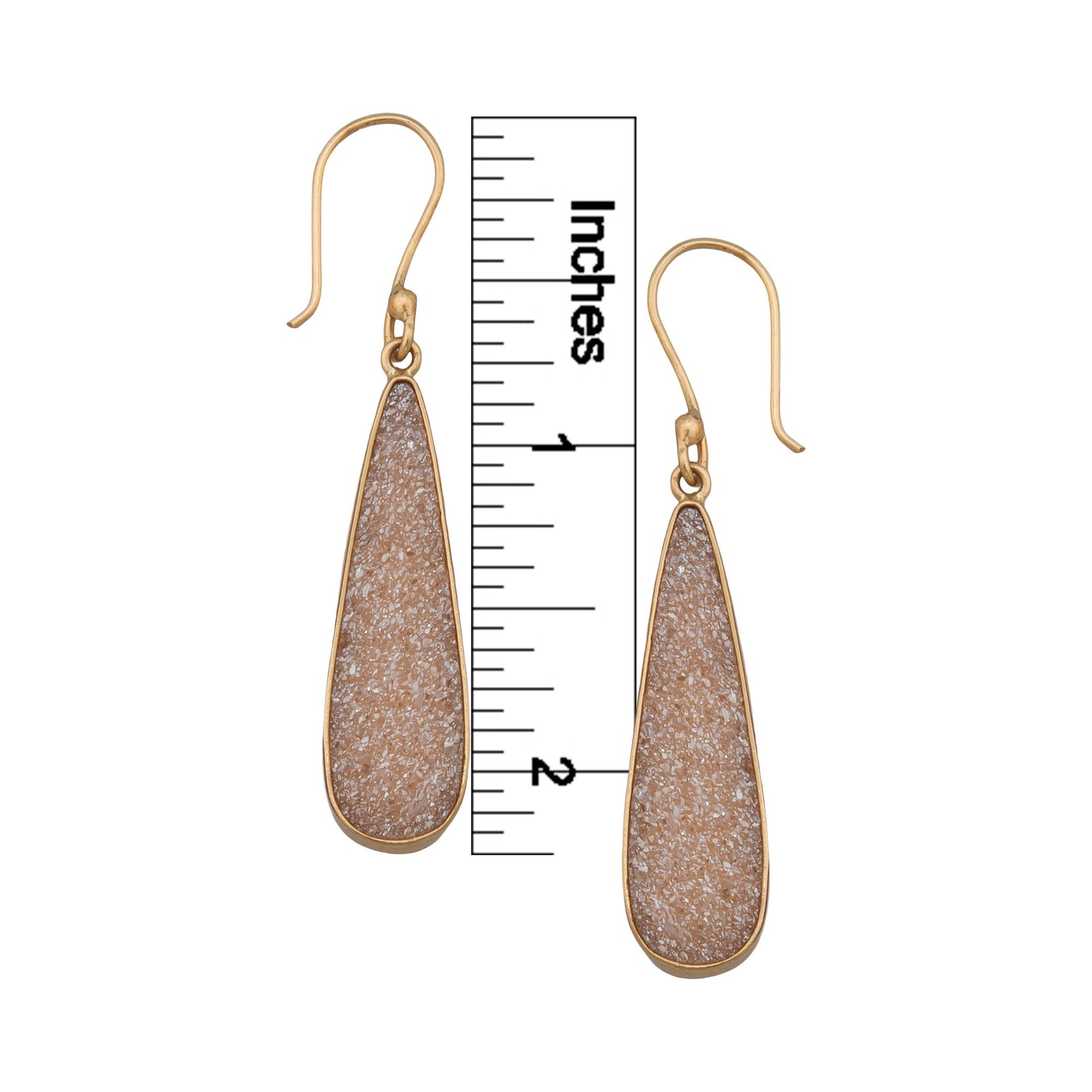 Alchemia Teardrop Peach Druzy Drop Earrings | Charles Albert Jewelry