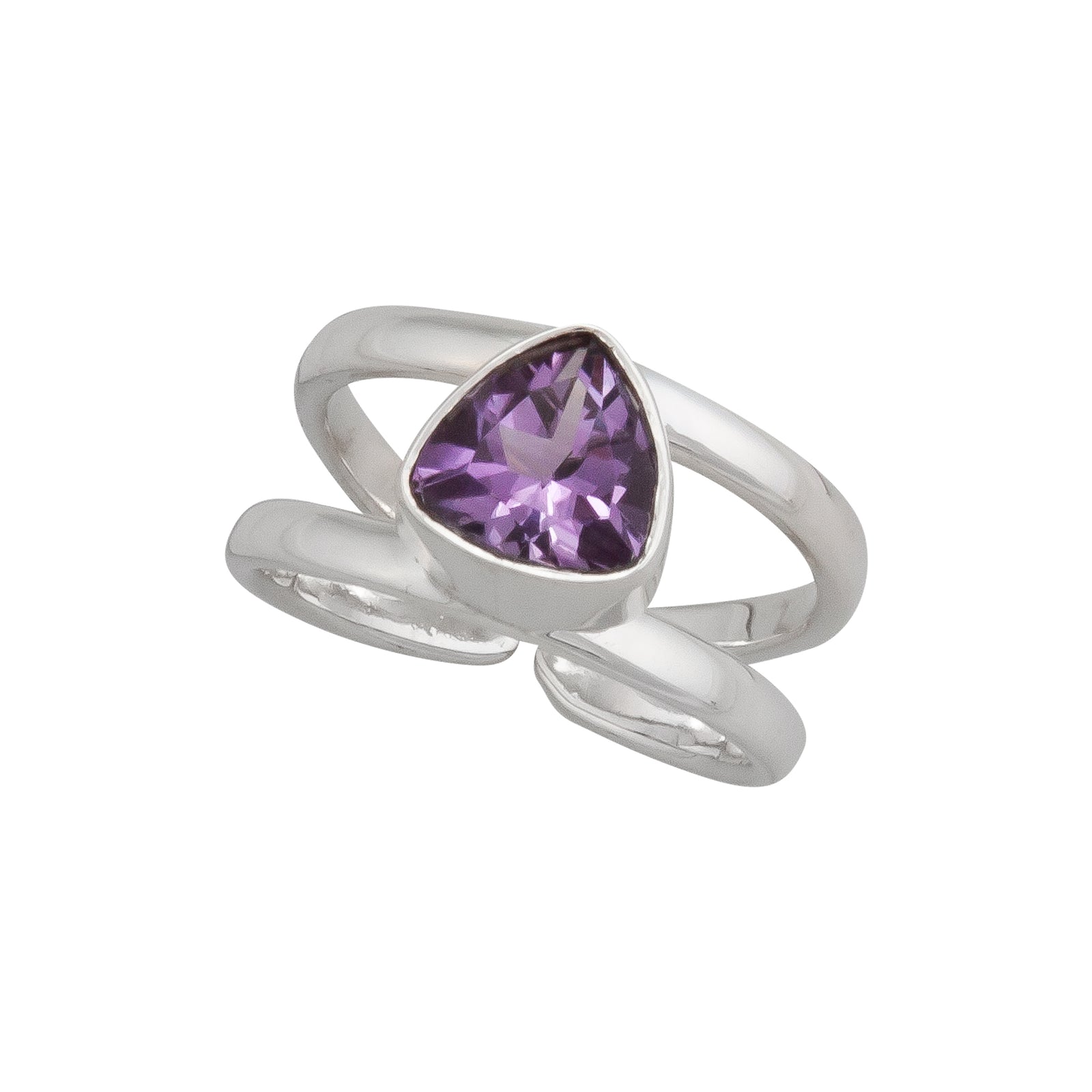 Sterling Silver Amethyst Adjustable Cuff Ring | Charles Albert Jewelry