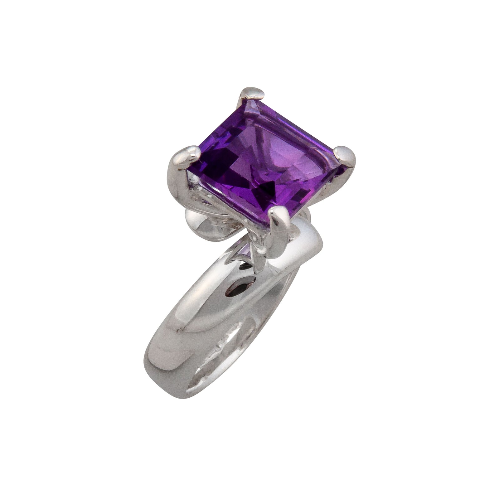 Sterling Silver Amethyst Prong Set Adjustable Ring | Charles Albert Jewelry