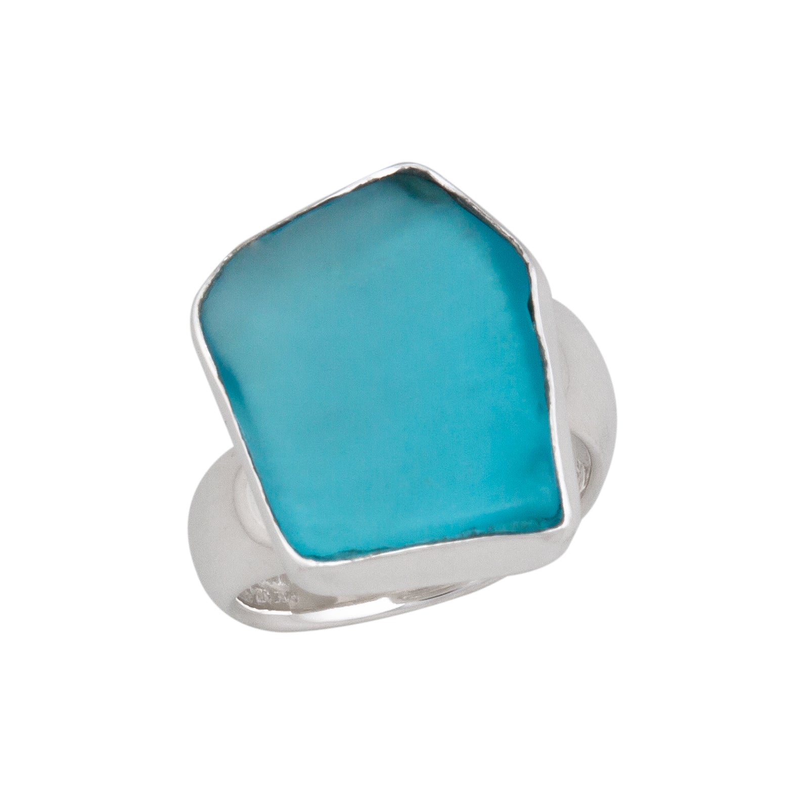 Sterling Silver Aqua Recycled Glass Adjustable Ring | Charles Albert Jewelry