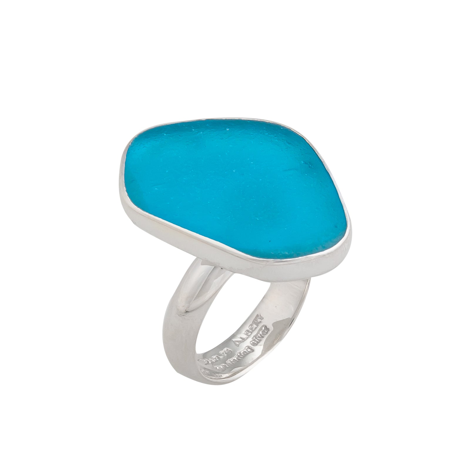 Sterling Silver Aqua Recycled Glass Adjustable Ring | Charles Albert Jewelry