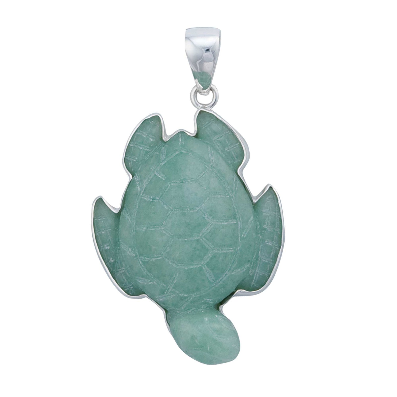 Sterling Silver Aventurine Sea Turtle Pendant | Charles Albert Jewelry