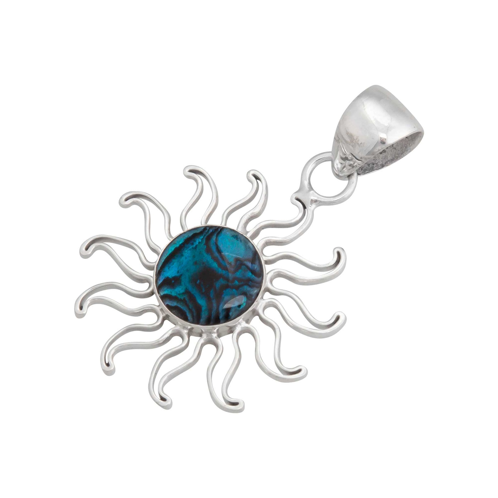 Sterling Silver Blue Abalone Sun Pendant | Charles Albert Jewelry