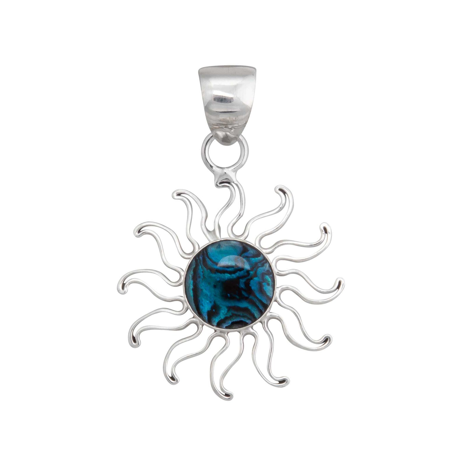 Sterling Silver Blue Abalone Sun Pendant | Charles Albert Jewelry