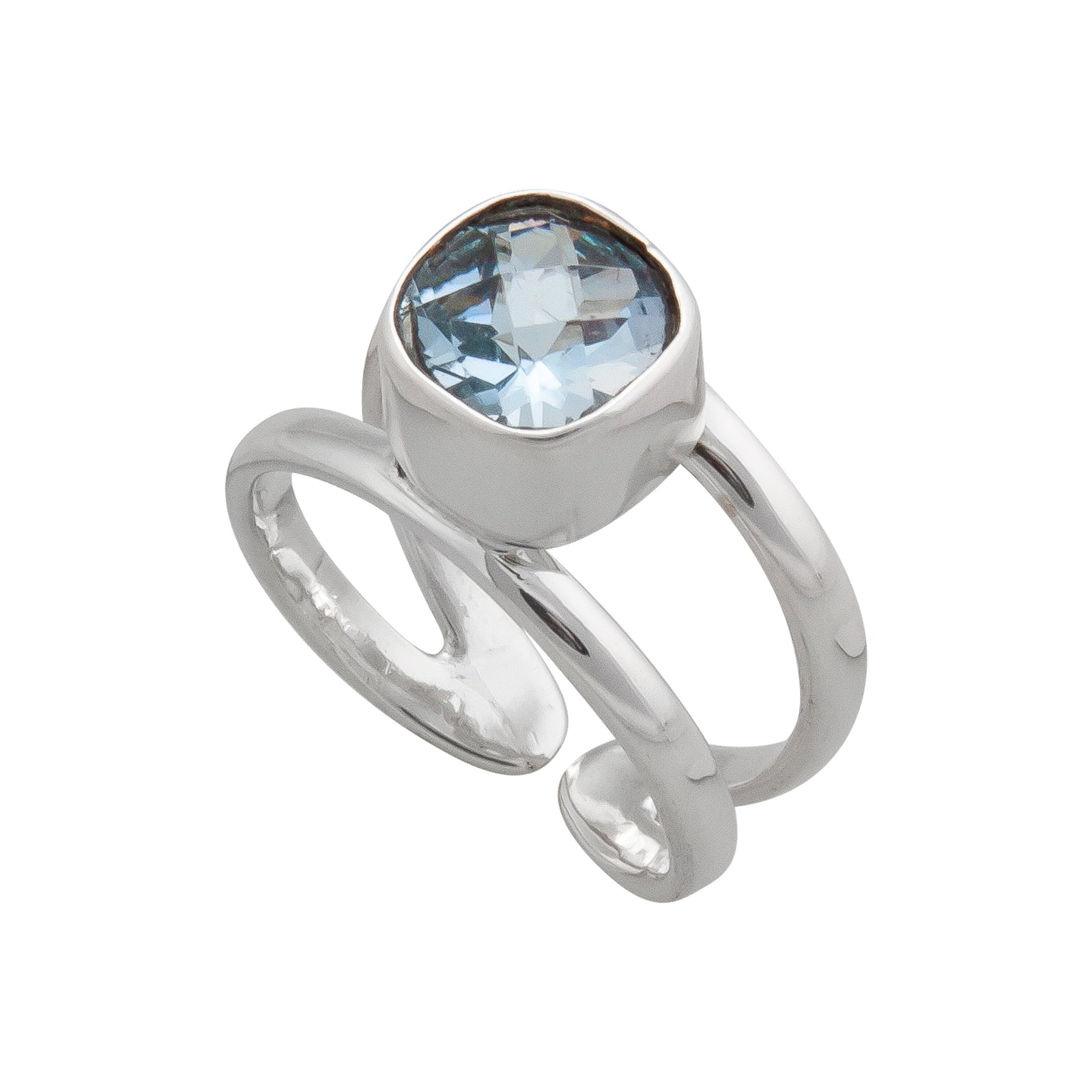 Sterling Silver Blue Topaz Adjustable Cuff Ring | Charles Albert Jewelry