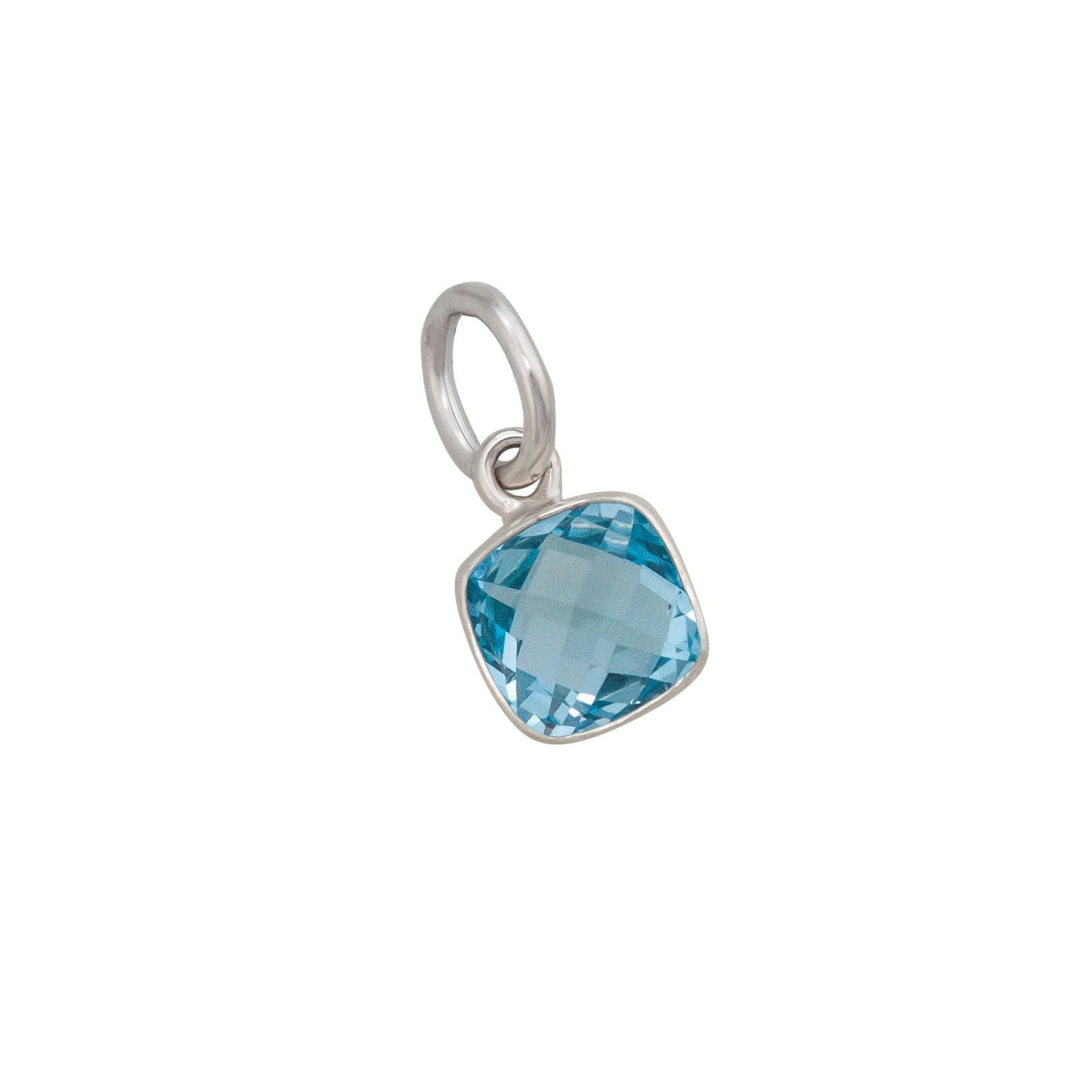 Sterling Silver Blue Topaz Square Charm Pendant | Charles Albert Jewelry