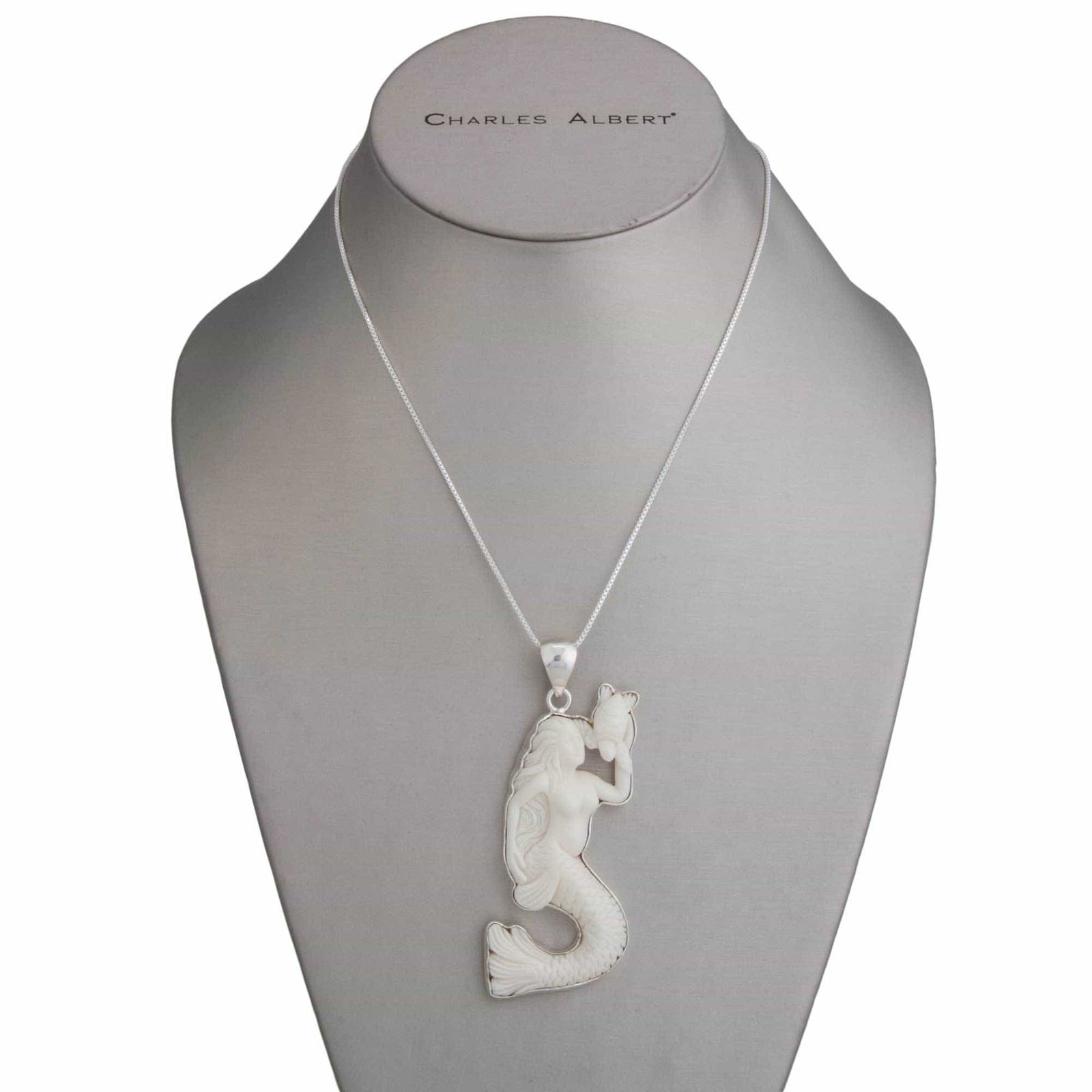 Sterling Silver Bone Mermaid Pendant | Charles Albert Jewelry