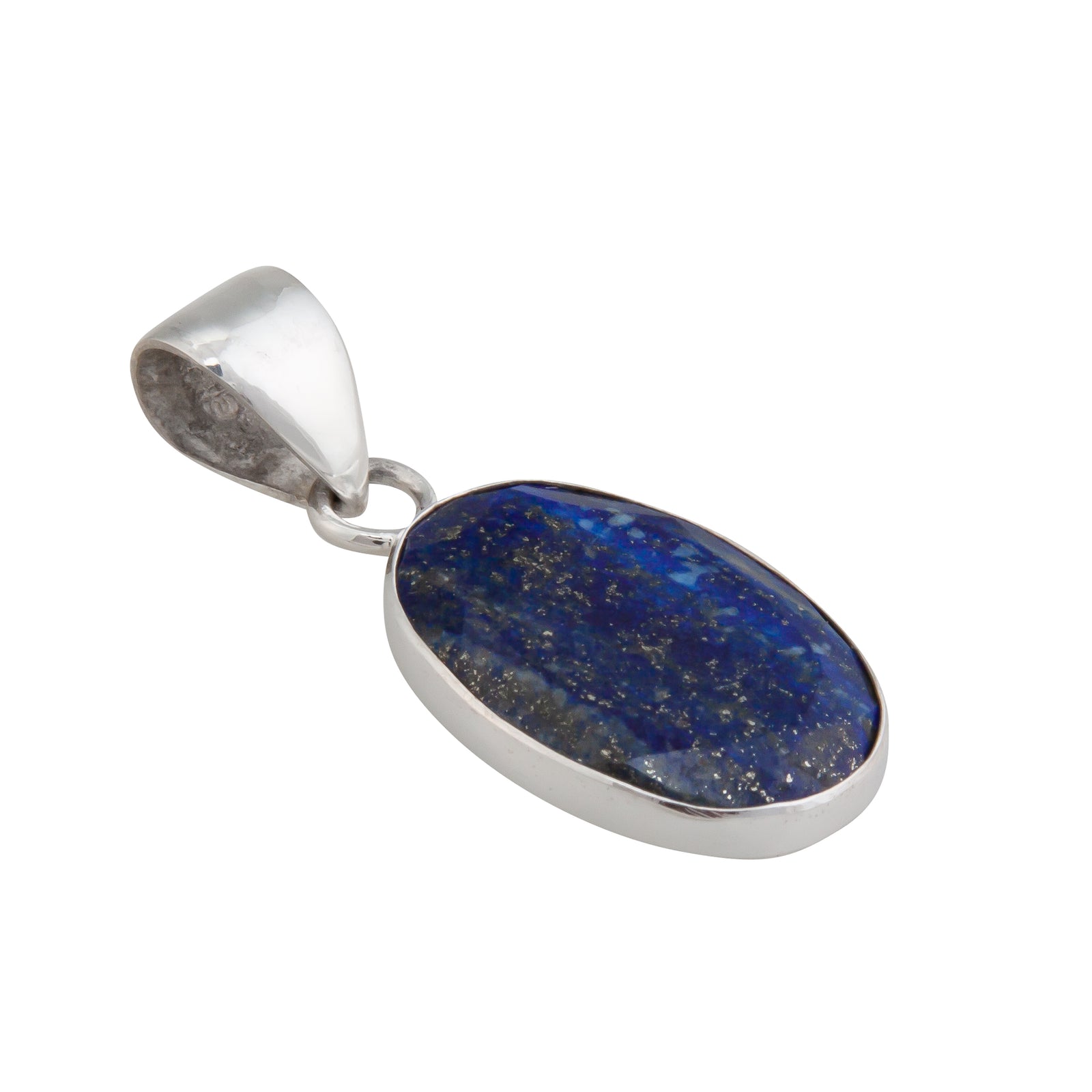 Sterling Silver Faceted Lapis Lazuli Oval Pendant | Charles Albert Jewelry