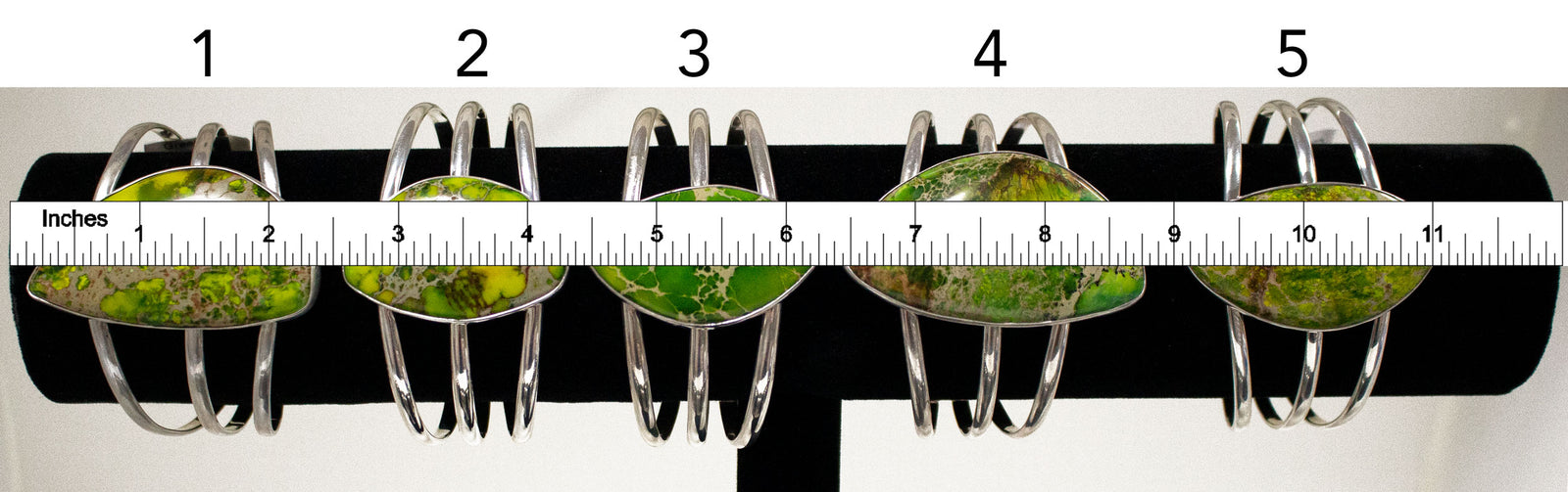 Sterling Silver Green Color-Enhanced Jasper Multi Band Cuff - Styles 1 to 5 | Charles Albert Jewelry