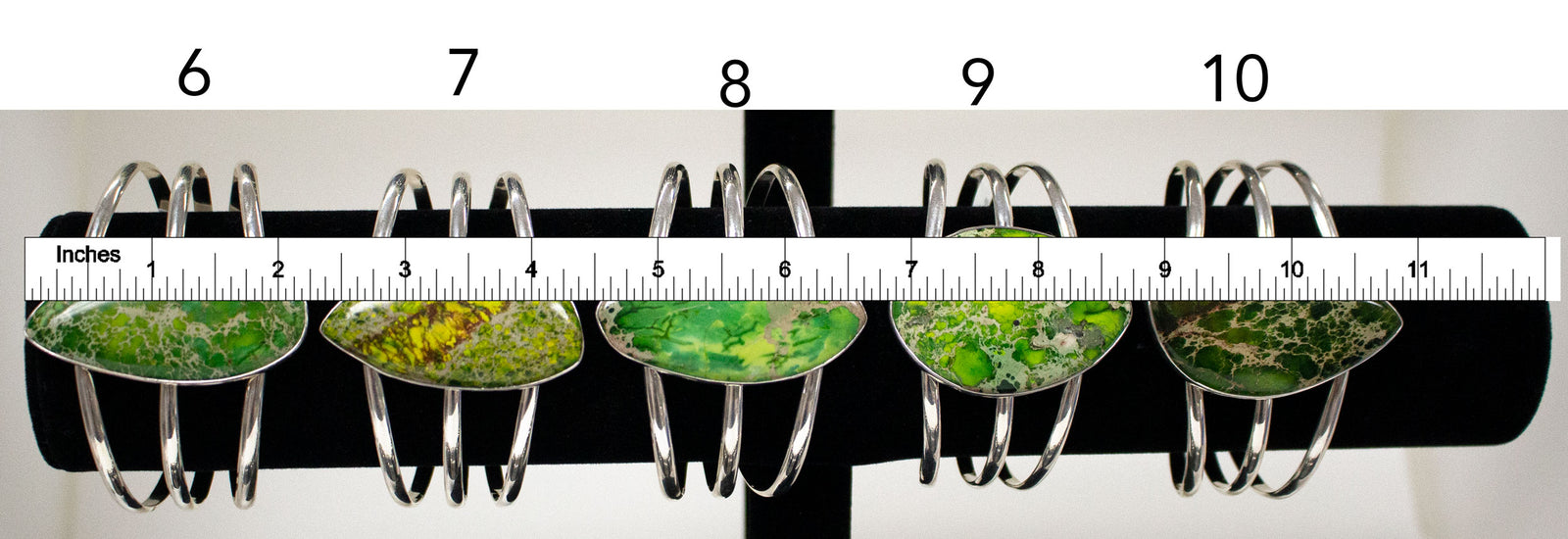 Sterling Silver Green Color-Enhanced Jasper Multi Band Cuff - Styles 6 to 10 | Charles Albert Jewelry