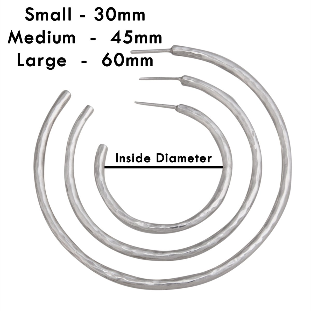 Sterling Silver Hammered Hoop Post Earrings | Charles Albert Jewelry