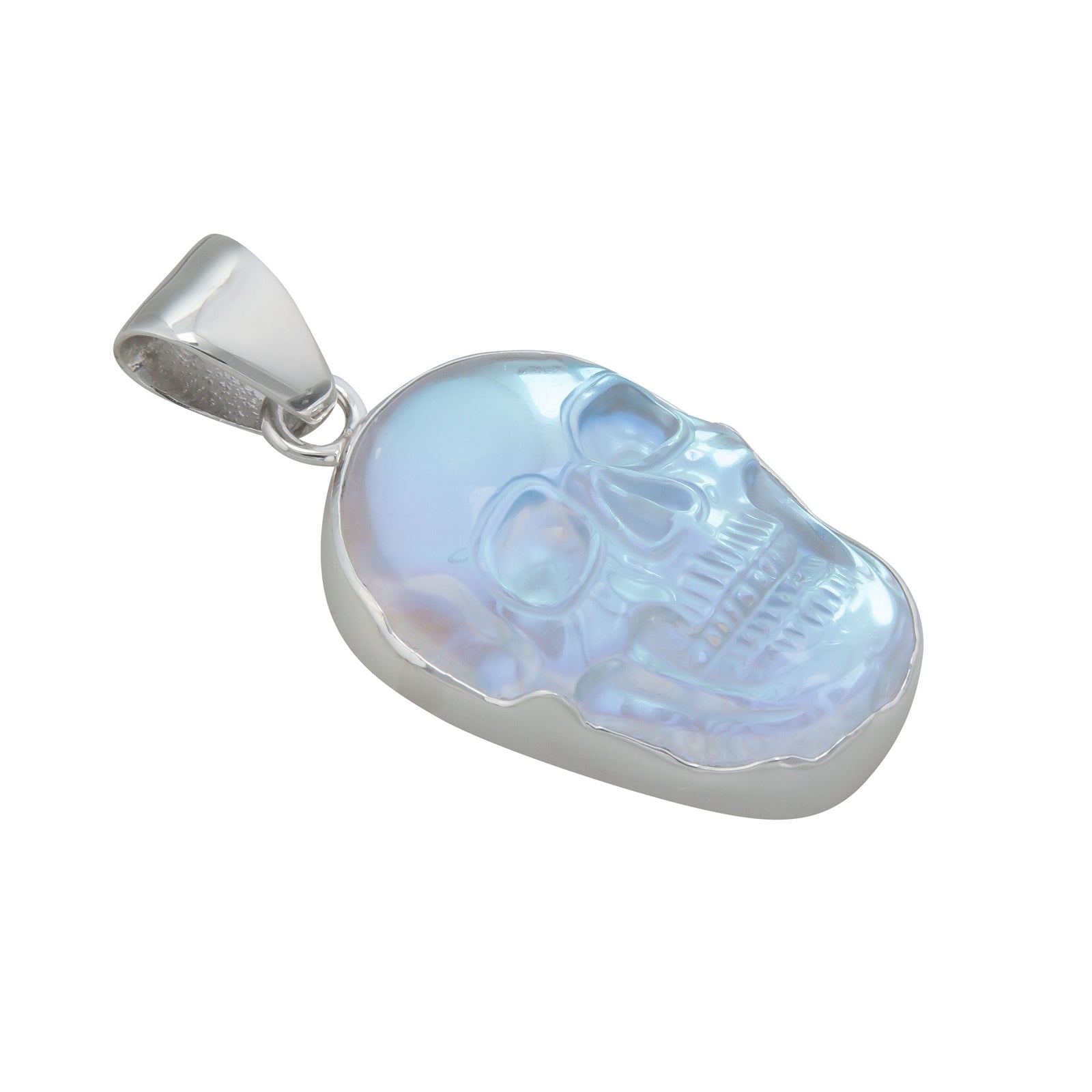 Sterling Silver Luminite Skull Pendant | Charles Albert Jewelry