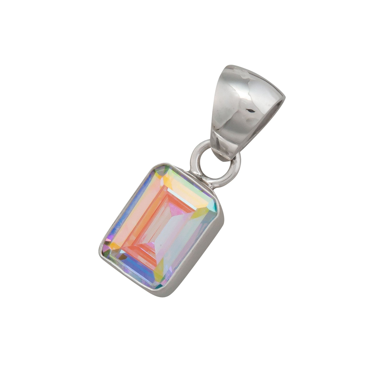 Sterling Silver Mercury Mist Rectangle Petite Pendant | Charles Albert Jewelry