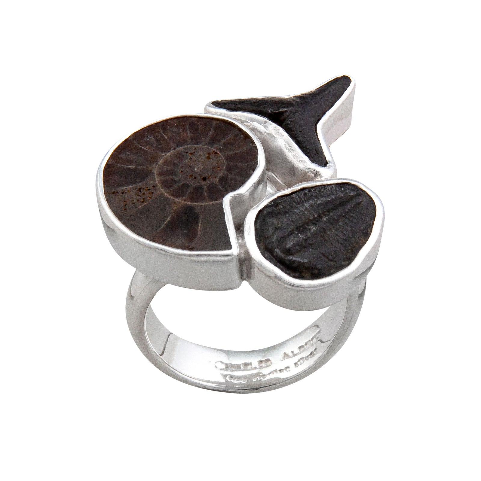 Sterling Silver Multi Fossil Adjustable Ring | Charles Albert Jewelry