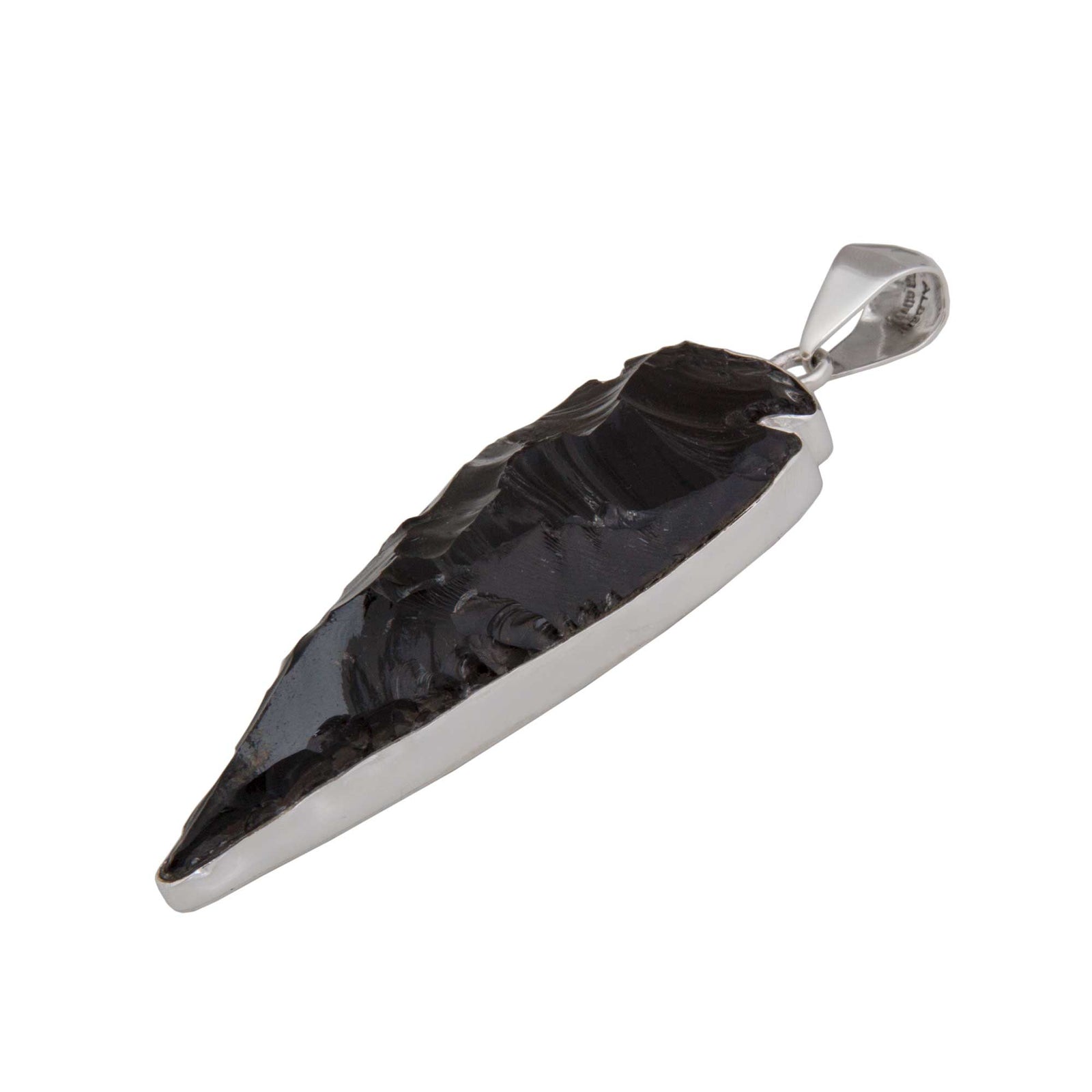 Sterling Silver Obsidian Arrowhead Pendant | Charles Albert Jewelry