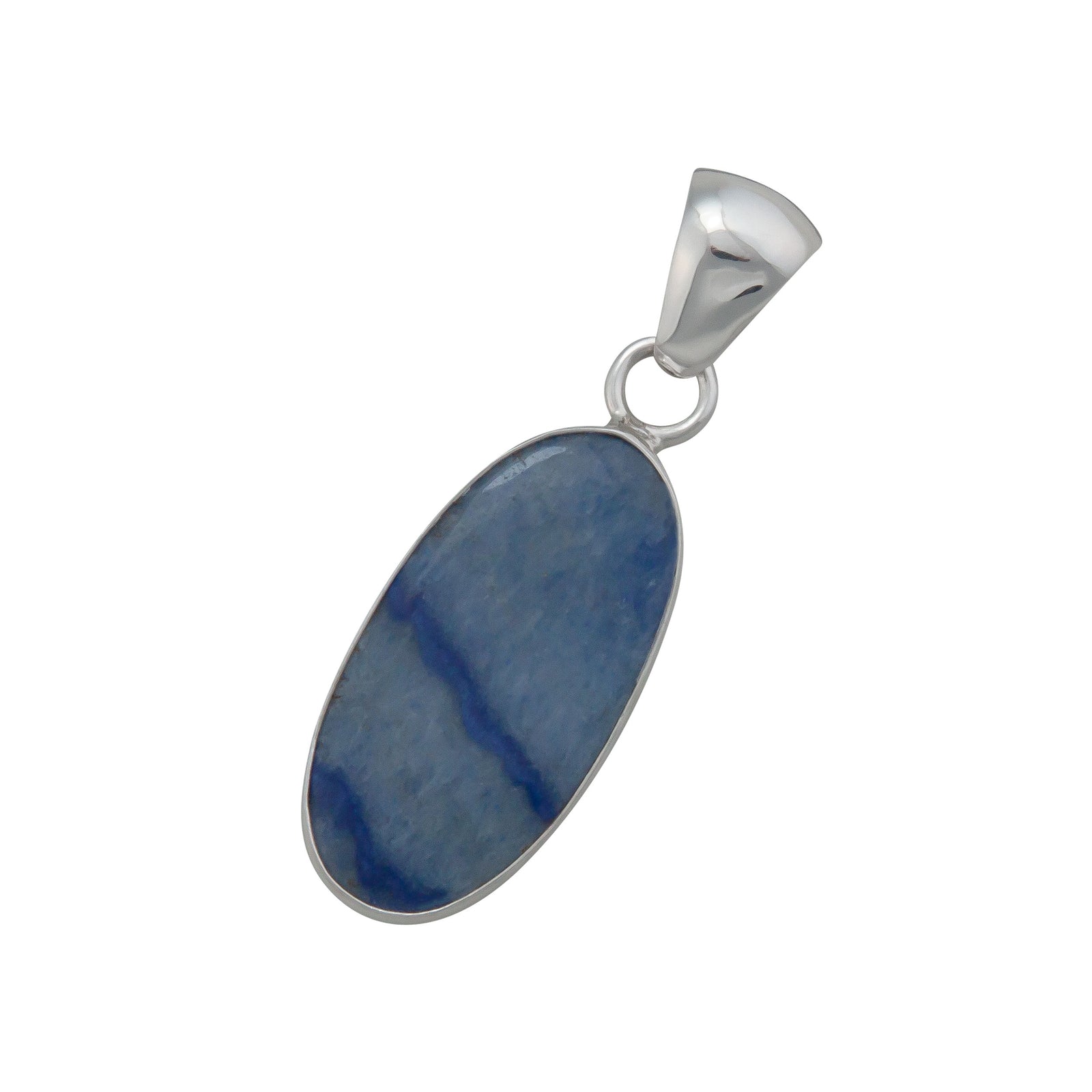 Sterling Silver Oval Blue Aventurine Pendant | Charles Albert Jewelry