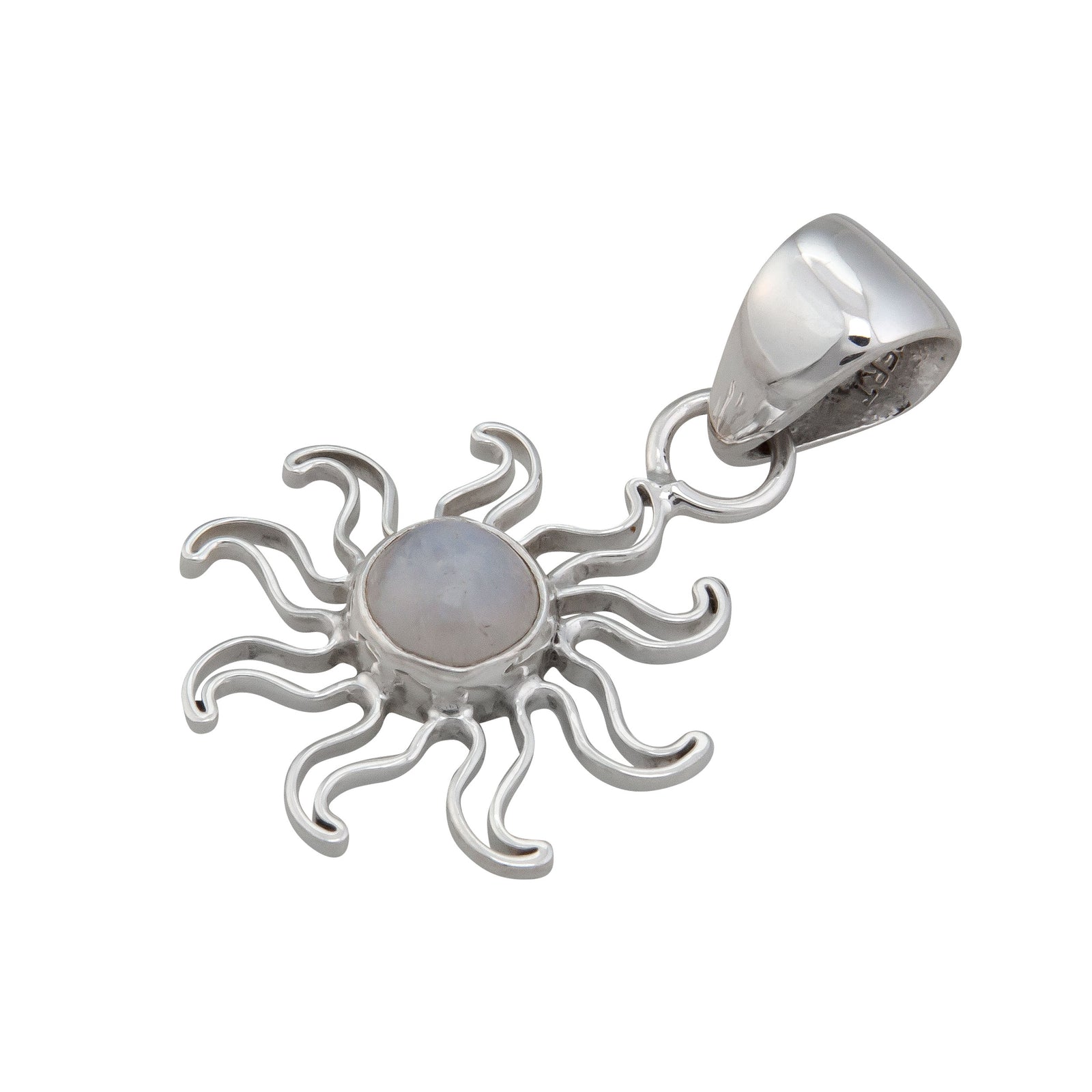Sterling Silver Rainbow Moonstone Sun Pendant | Charles Albert Jewelry