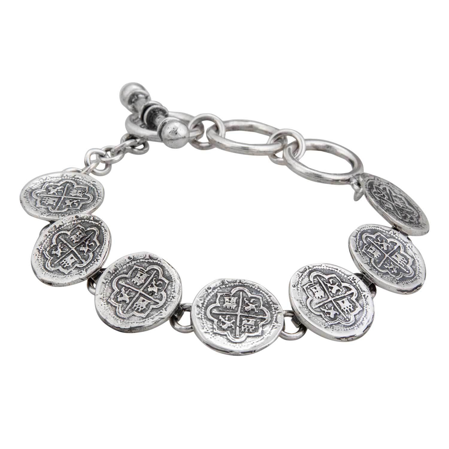 Sterling Silver Replica Spanish Coin Bracelet | Charles Albert Jewelry