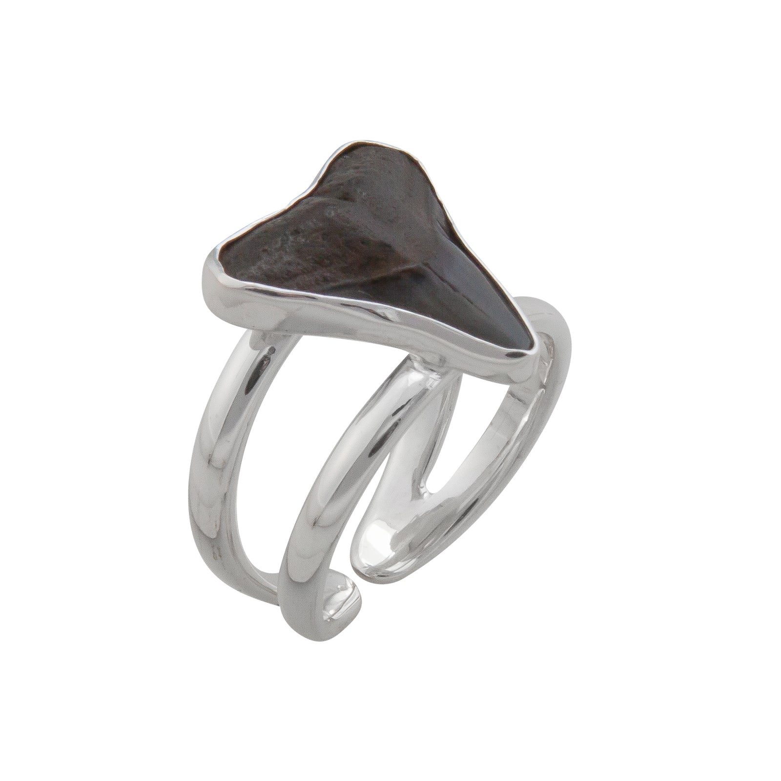 Sterling Silver Shark Tooth Cuff Adjustable Ring | Charles Albert Jewelry