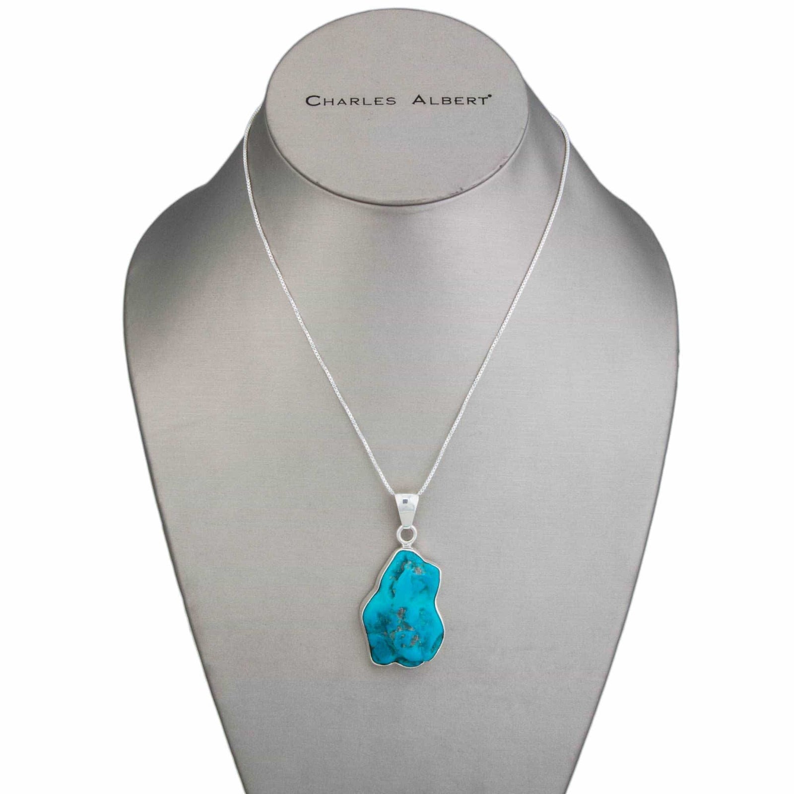 Sterling Silver Sleeping Beauty Turquoise Pendant | Charles Albert Jewelry