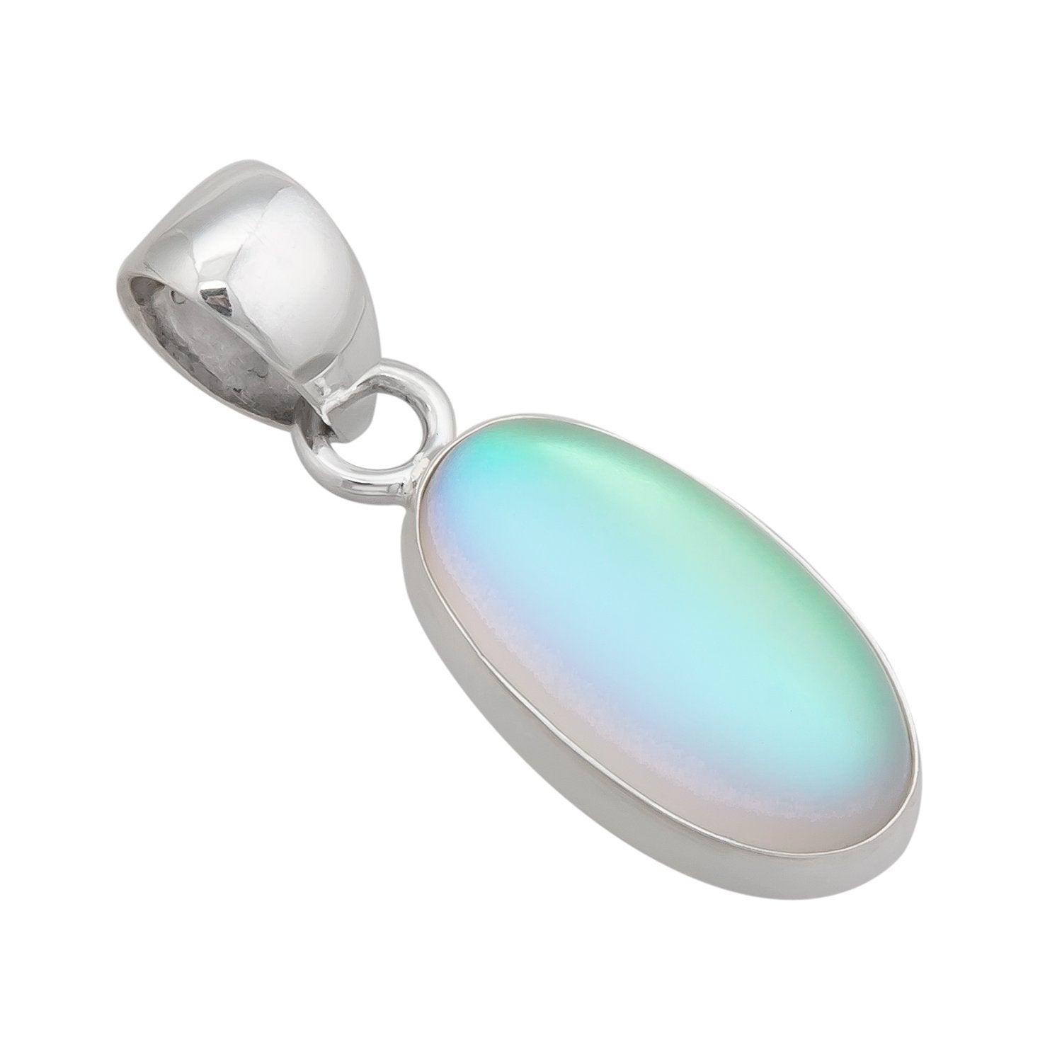 Sterling Silver Small Oval Luminite Pendant | Charles Albert Jewelry