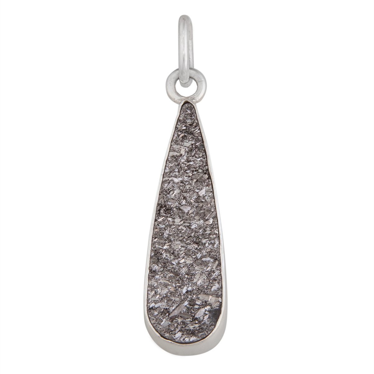 Sterling Silver Teardrop Platinum Druzy Pendant | Charles Albert Jewelry