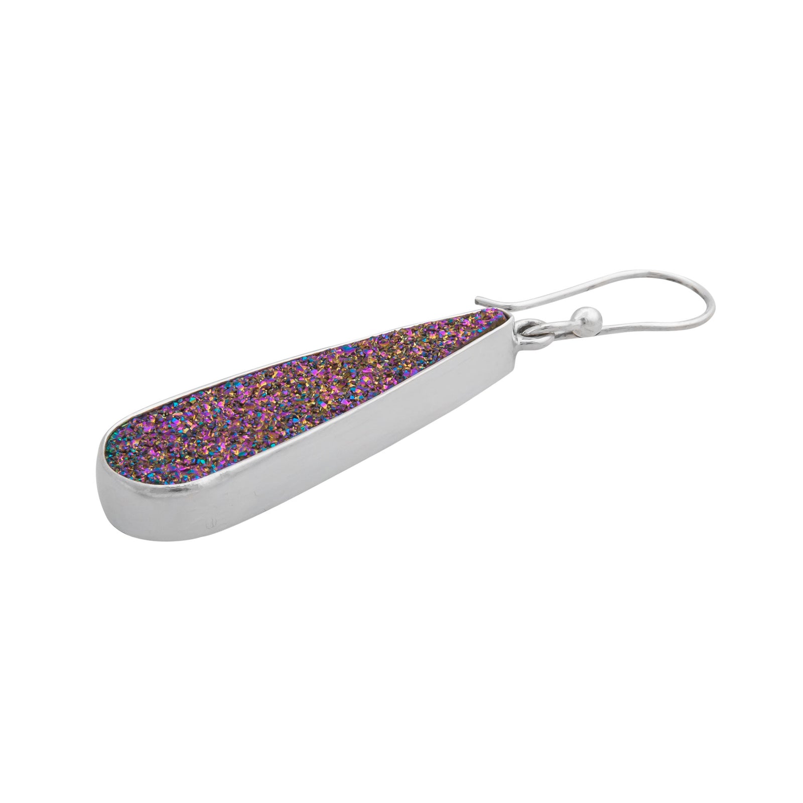 Sterling Silver Teardrop Rainbow Druzy Earrings | Charles Albert Jewelry