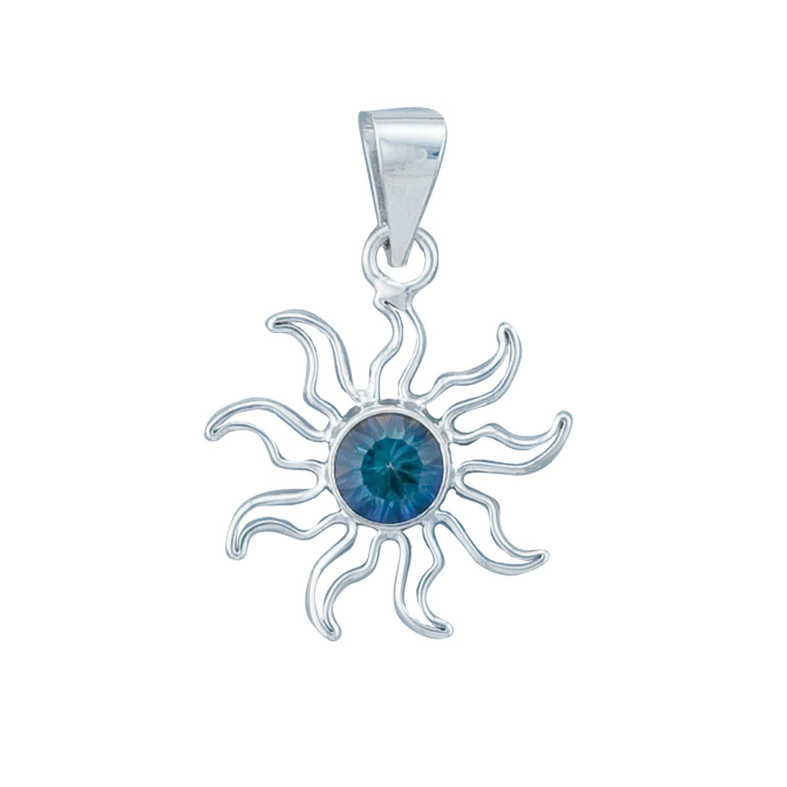 Sterling Silver Mystic Quartz Sun Pendant | Charles Albert Jewelry