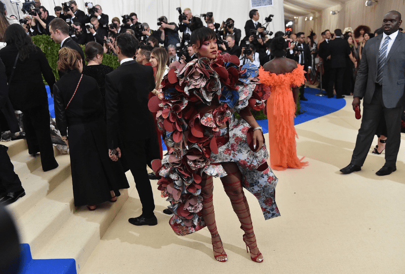 Rihanna at the 2017 Met Gala wearing Comme Des Garcon